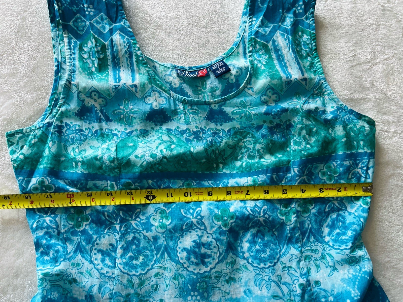 Vintage Phool India Boho Dress Lace Up Back Cotton Sundress COLORFUL Sz L NWOT