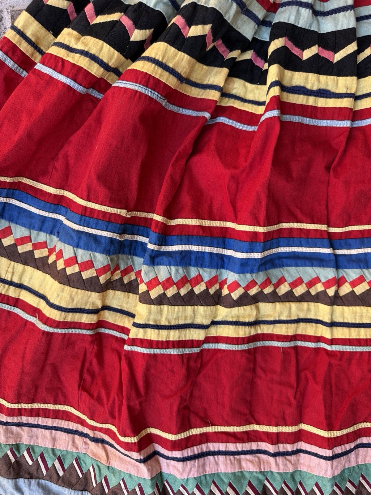Vintage Seminole Native American Authentic Rare Patchwork Skirt 1950s 40s