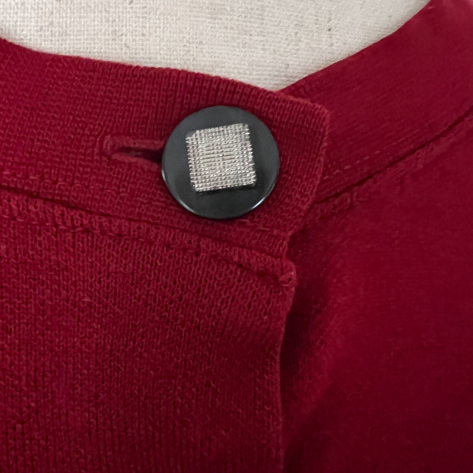 Eccobay Vintage Red Gray Black Cardigan Knit Top sz M
