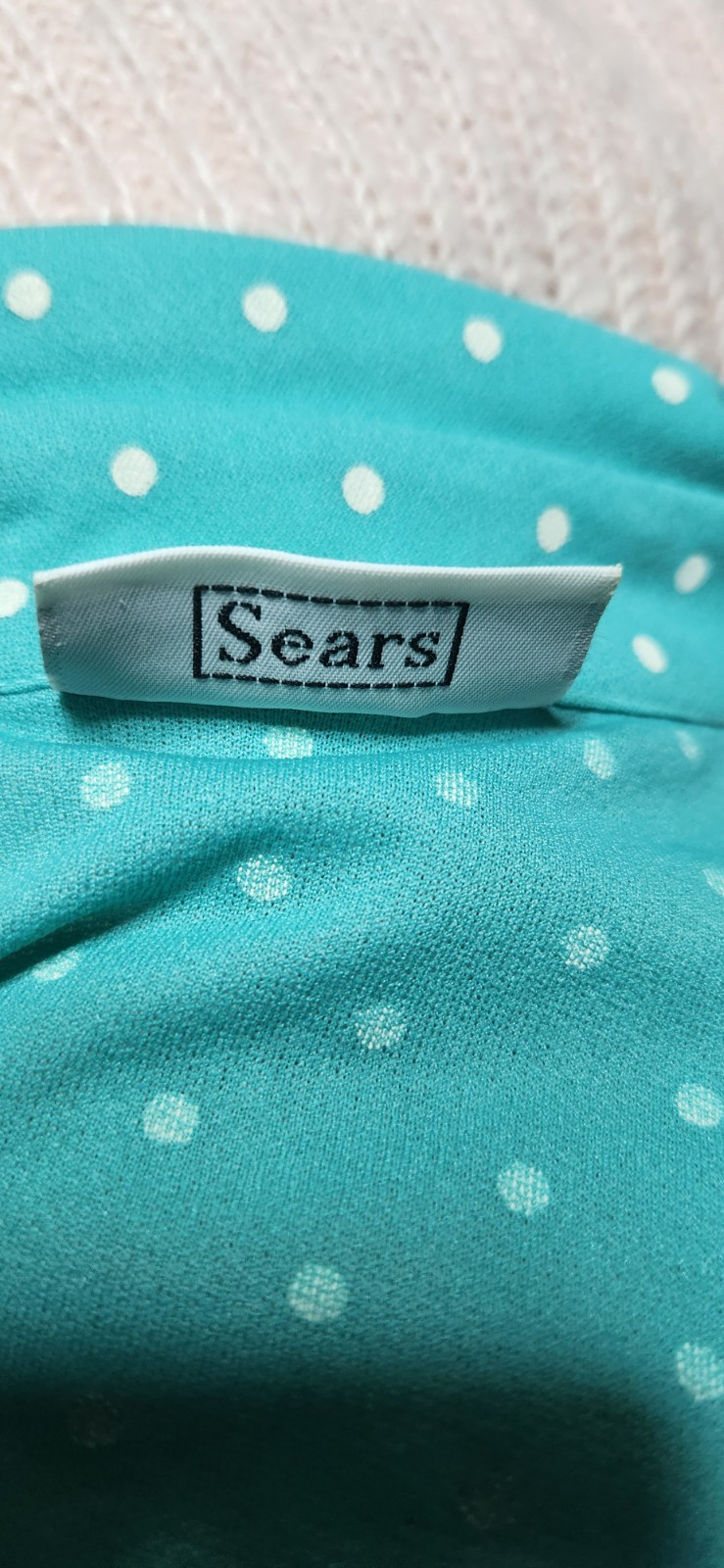 1970’s Vintage Sears „The Shirtdress” polka dot polyester pockets, tie belt 8-10