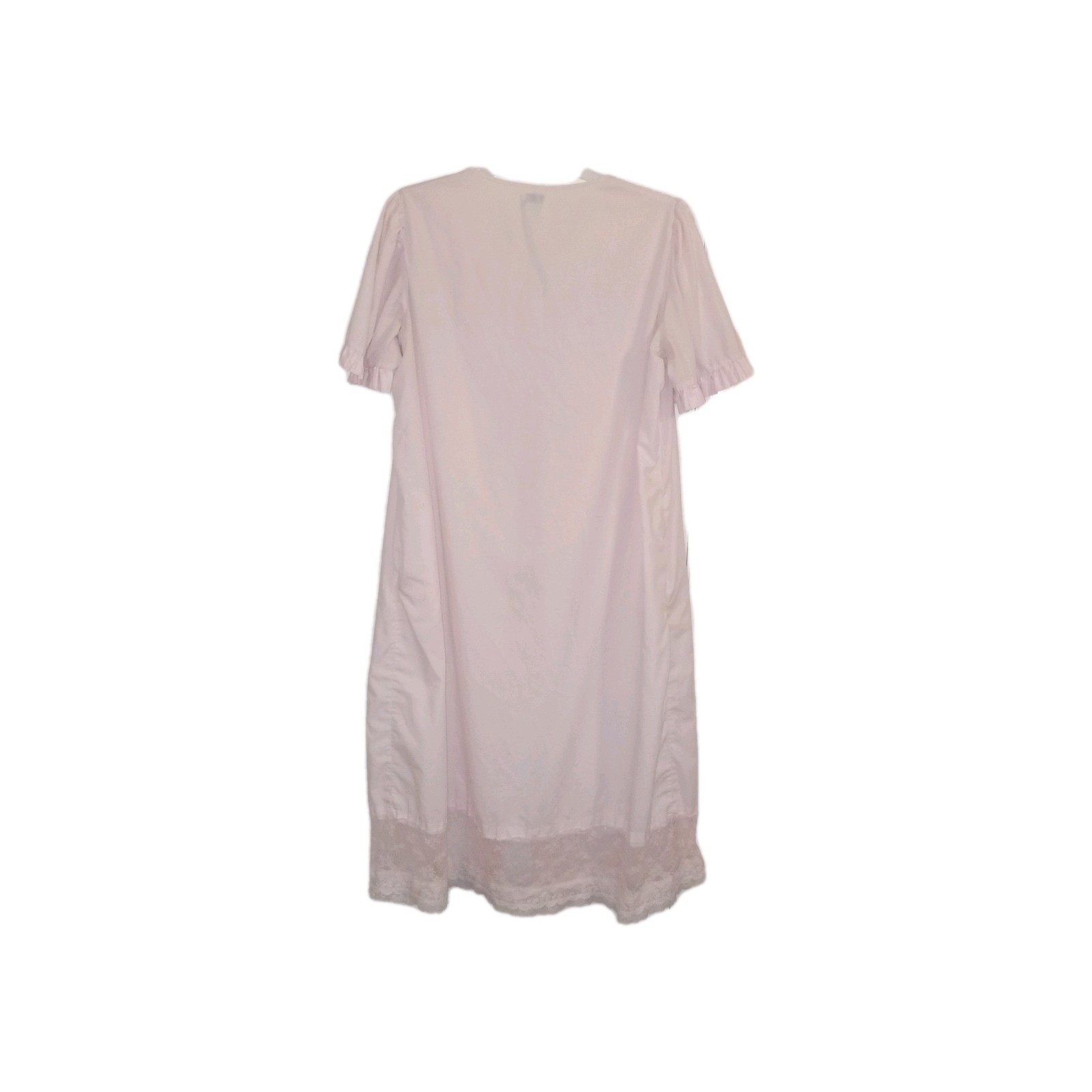 Vintage Cottage Core Country Pink Long Nightgown Embroidered Flowers Bows Sz XXL