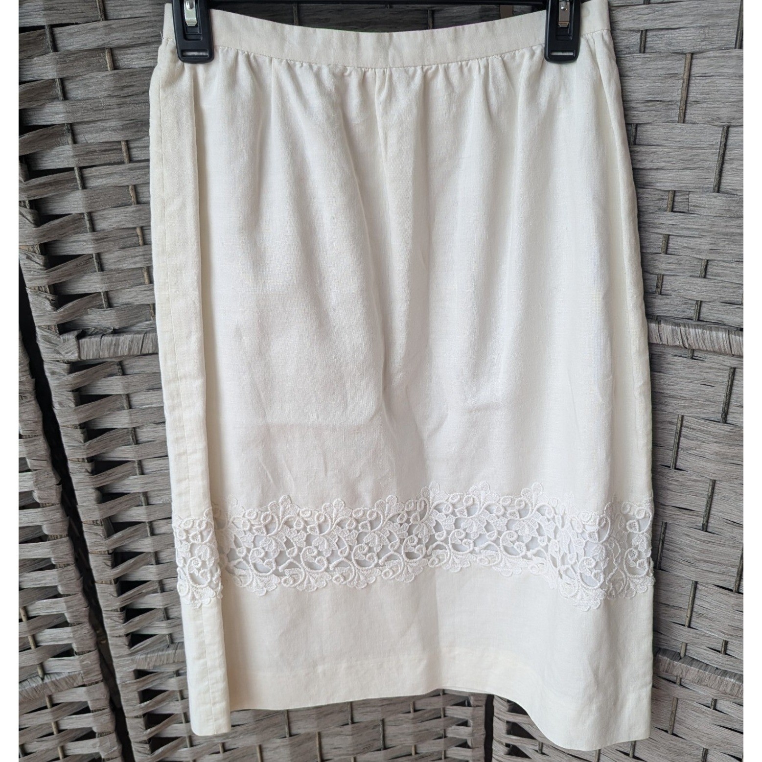 Vtg Cream White Lace Two Piece Twin Set Top Midi Skirt Bridal Fits Modern Sz S