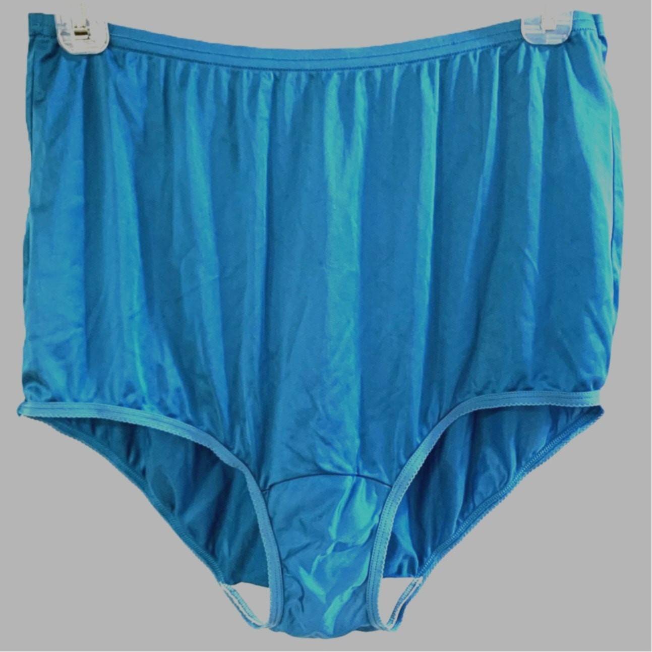 Vintage Vanity Fair Panties TURQUOISE 100% Nylon Size 7 / 44 Cotton Gusset NWOT
