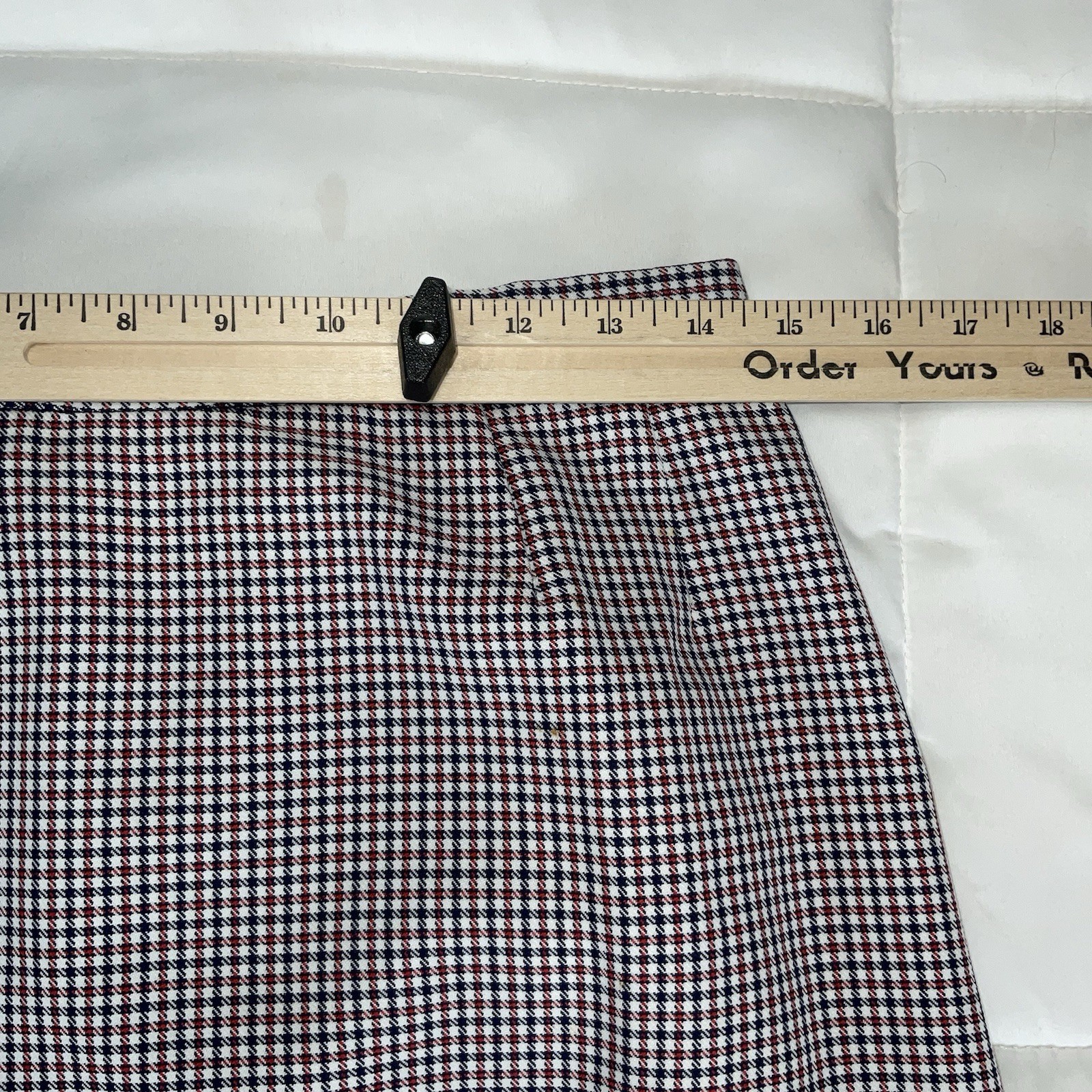 Vintage 60s 70s Handmade Womens 3 Pc Skirt Suit Red White Blue Plaid Gingham Mod