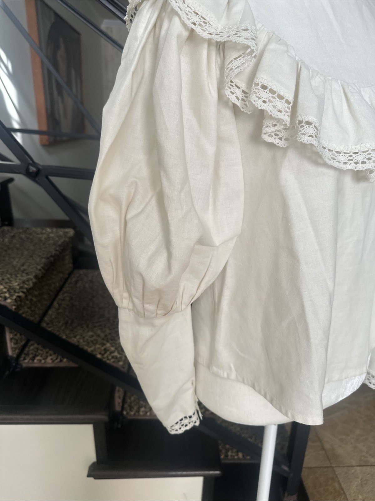 Rare 60s Laura Ashley Wales Cotton Victorian Ruffled LegOMutton Blouse VTG 10 S