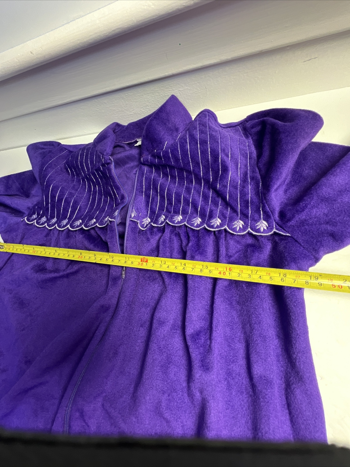 Vintage Tara New York 90s Purple Fleece Maxi Housecoat Robe, Half Zip, Size M