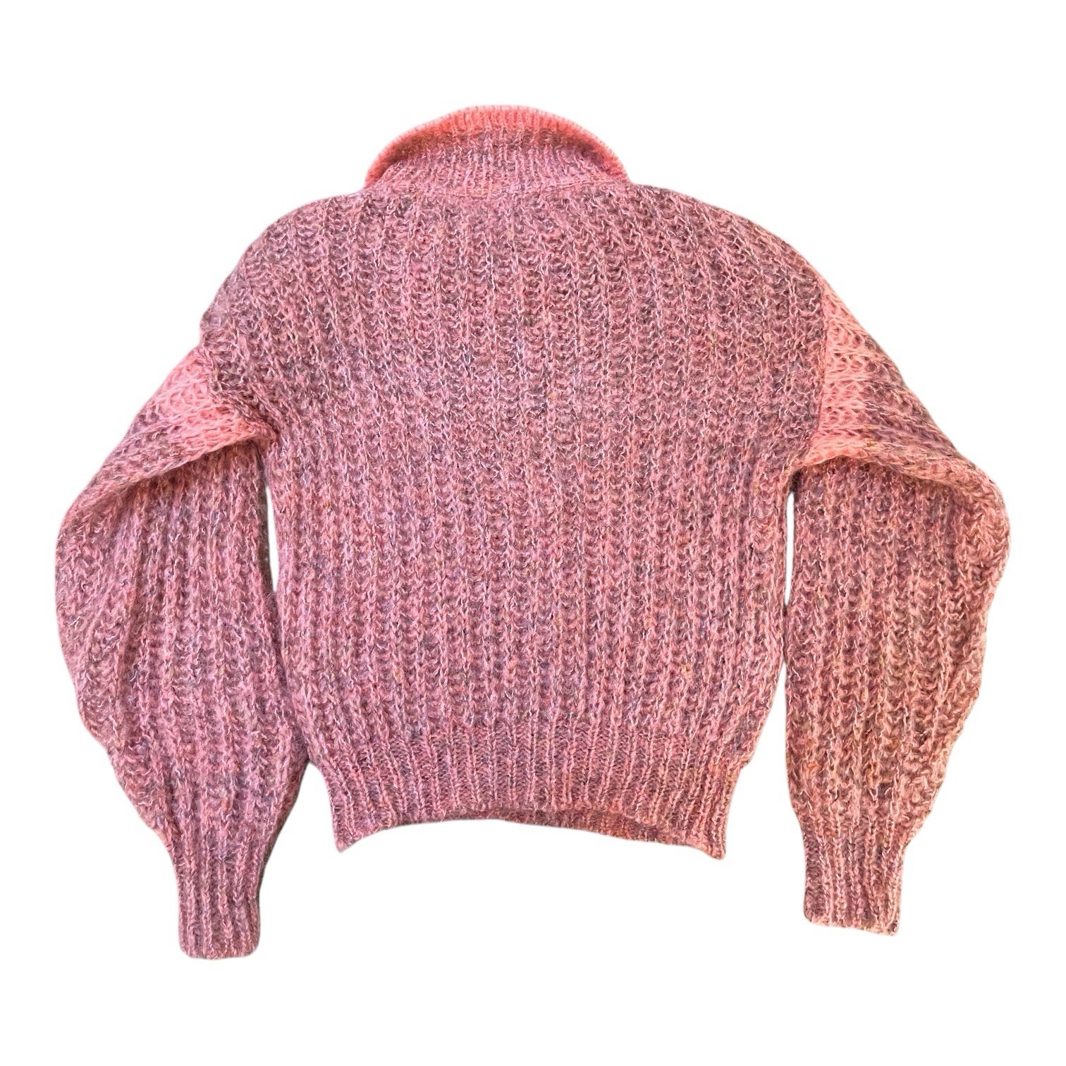 Vintage 1980s Armente Pink Mohair Wool Knit Collard Sweater