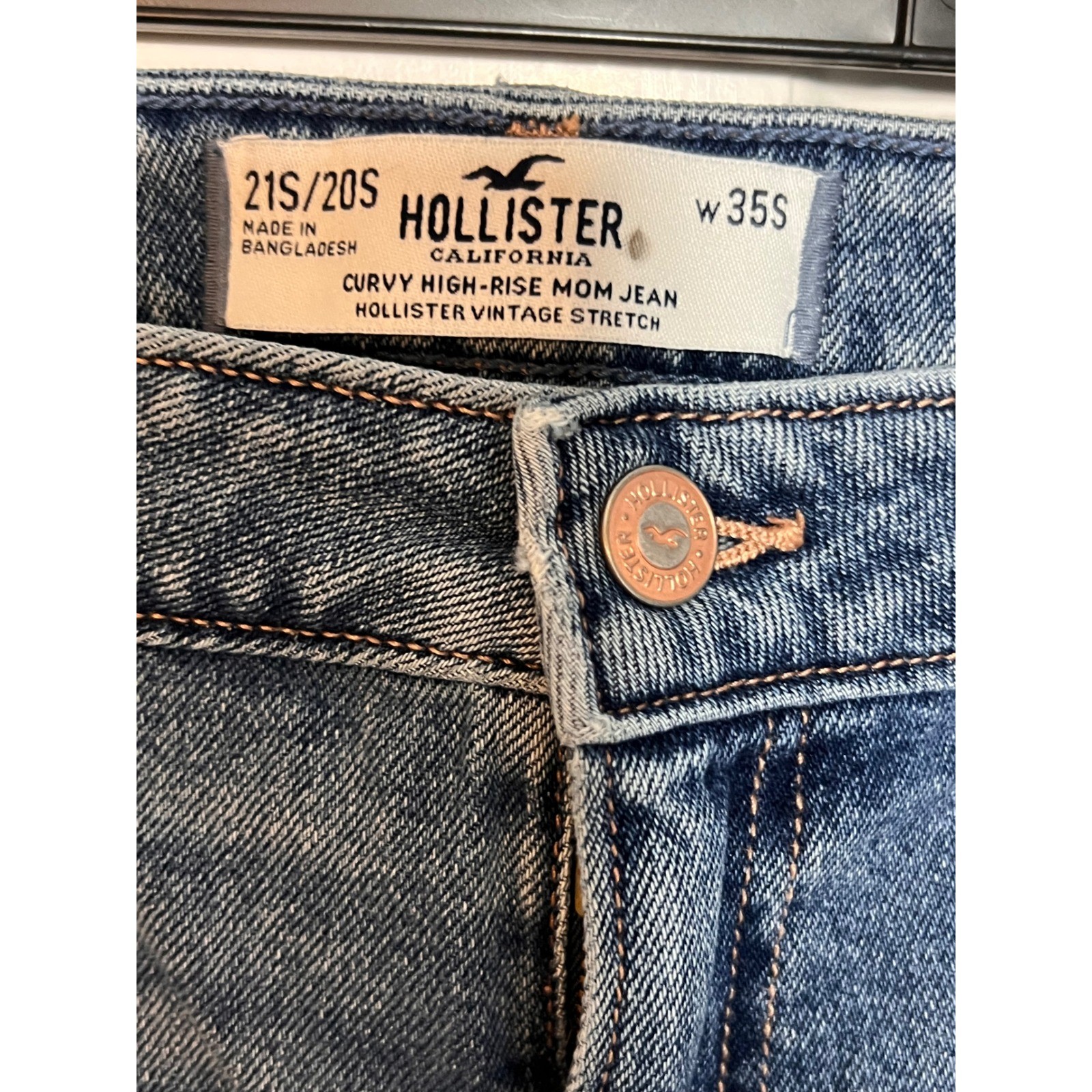 Hollister Curvy High Rise Jeans W35S Vintage Stretch Light Wash