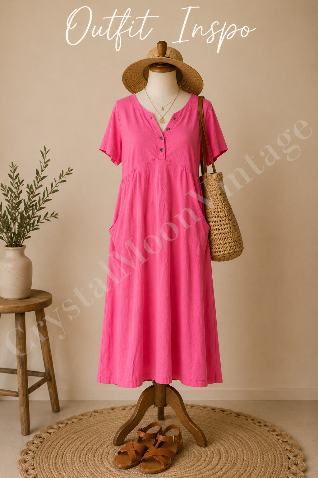 1990’s United Cotton Company Pink Garment Dyed Dress
