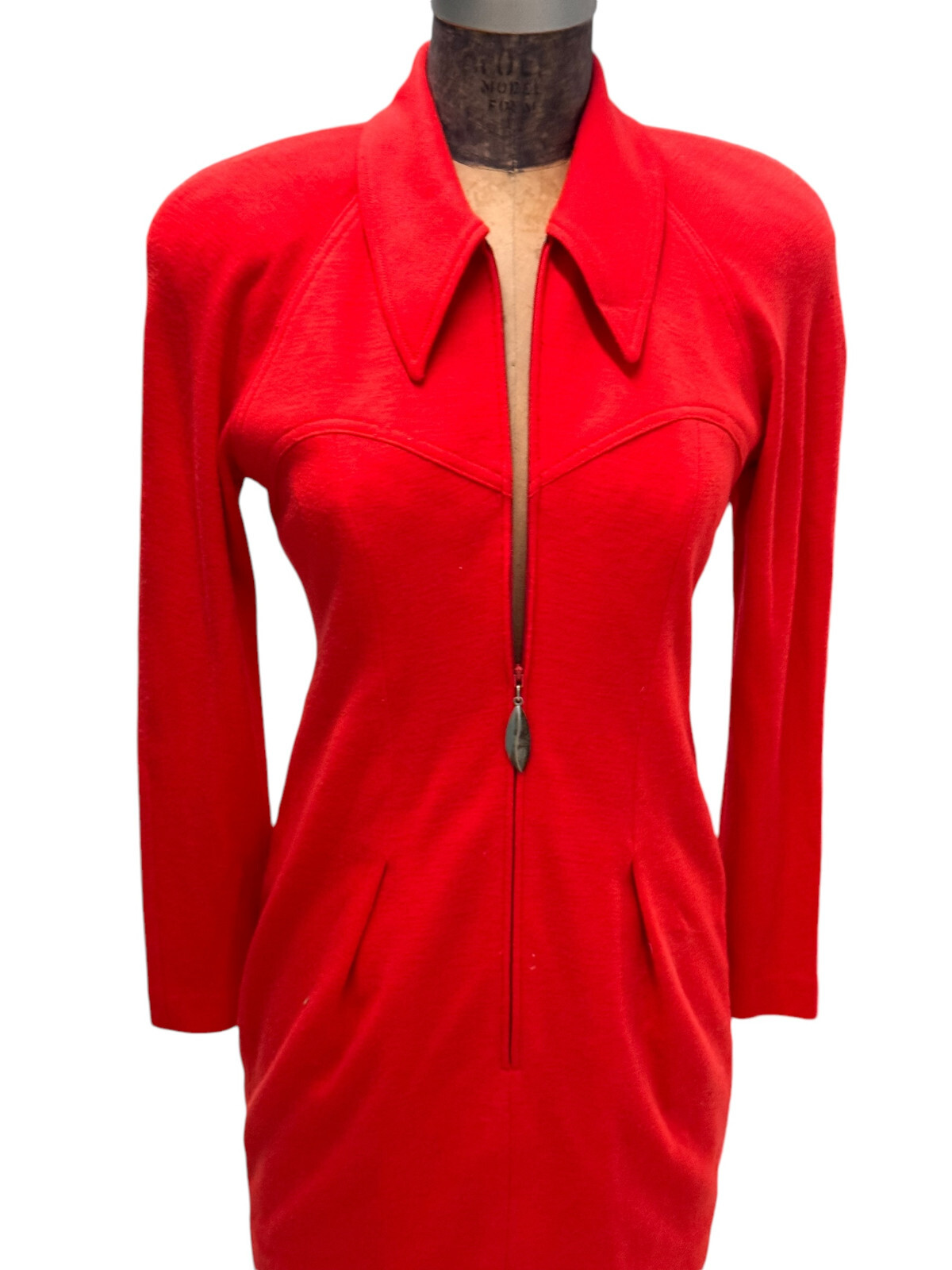 Vintage 80s Kathryn Dianos Short Red Wool Dress Sz 4