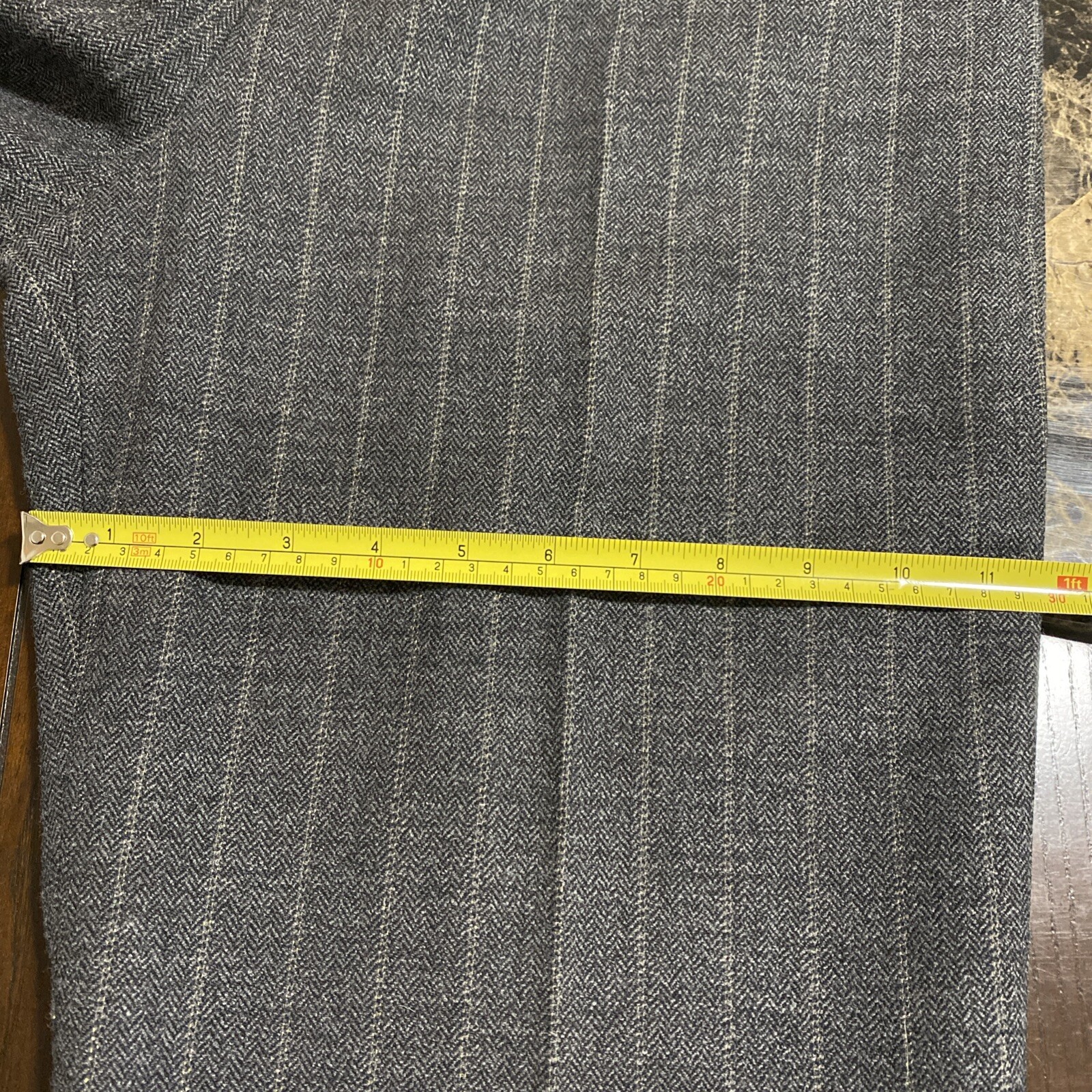 VTG Classic Tailored Pants Wide Leg Wool Sparkle Grey Pin Stripe SZ 10/12 Lined