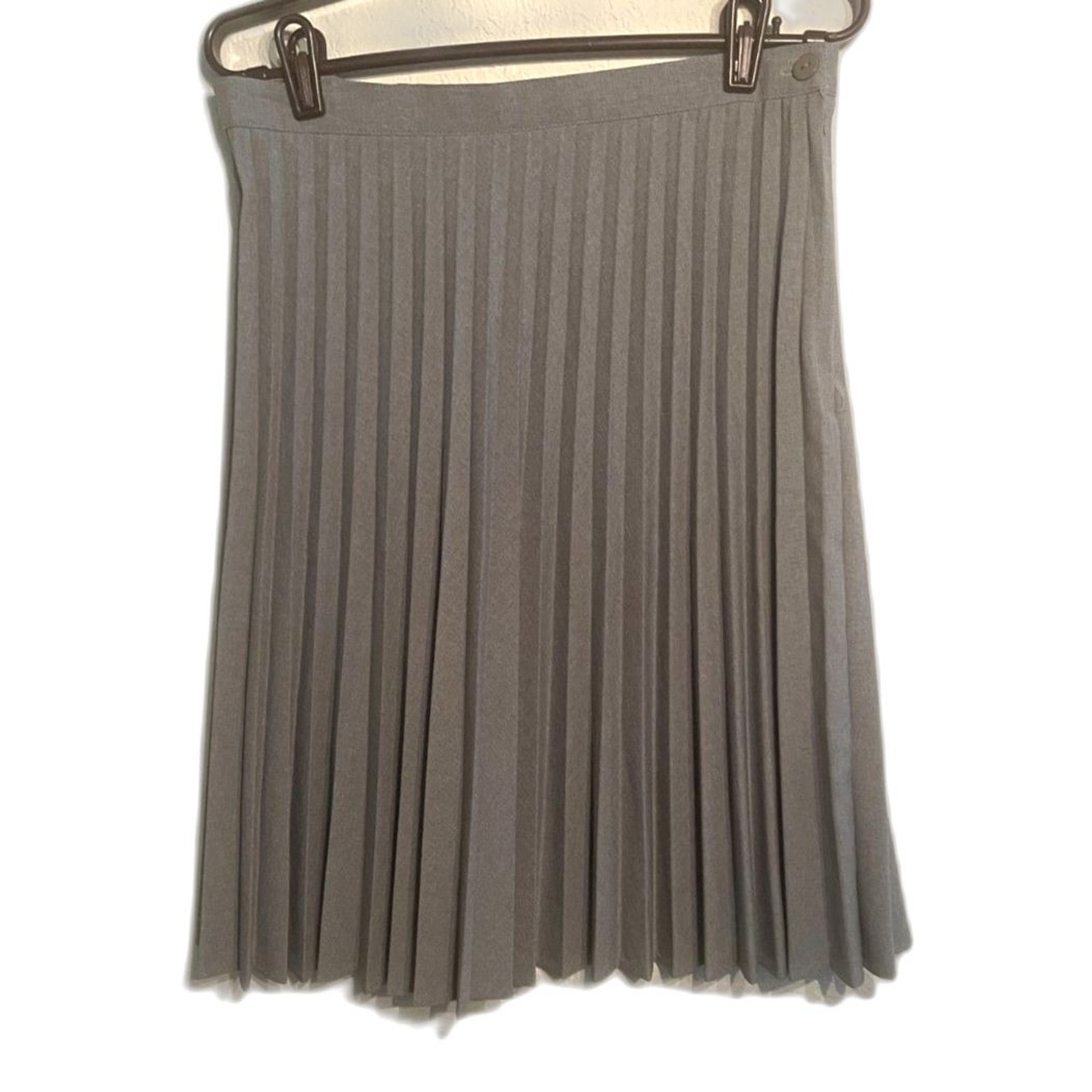 Vintage Ship n Shore Gray Skirt Pleated Fit Flare A-Line 22″ Waist Pleats Siz 12