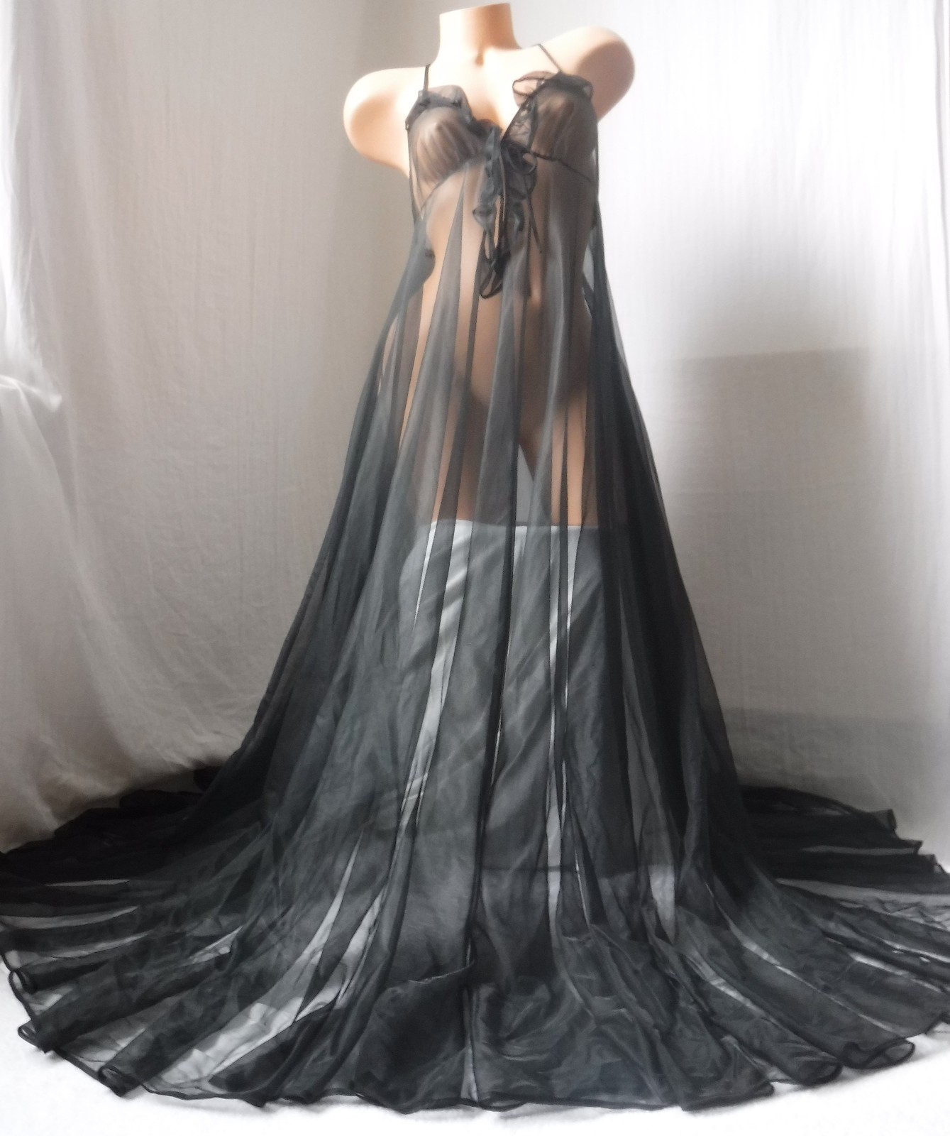 RARE!! VTG 70’s FREDERICK’S of HOLLYWOOD New Chiffon Peignoir 2pc Set AMAZING! M