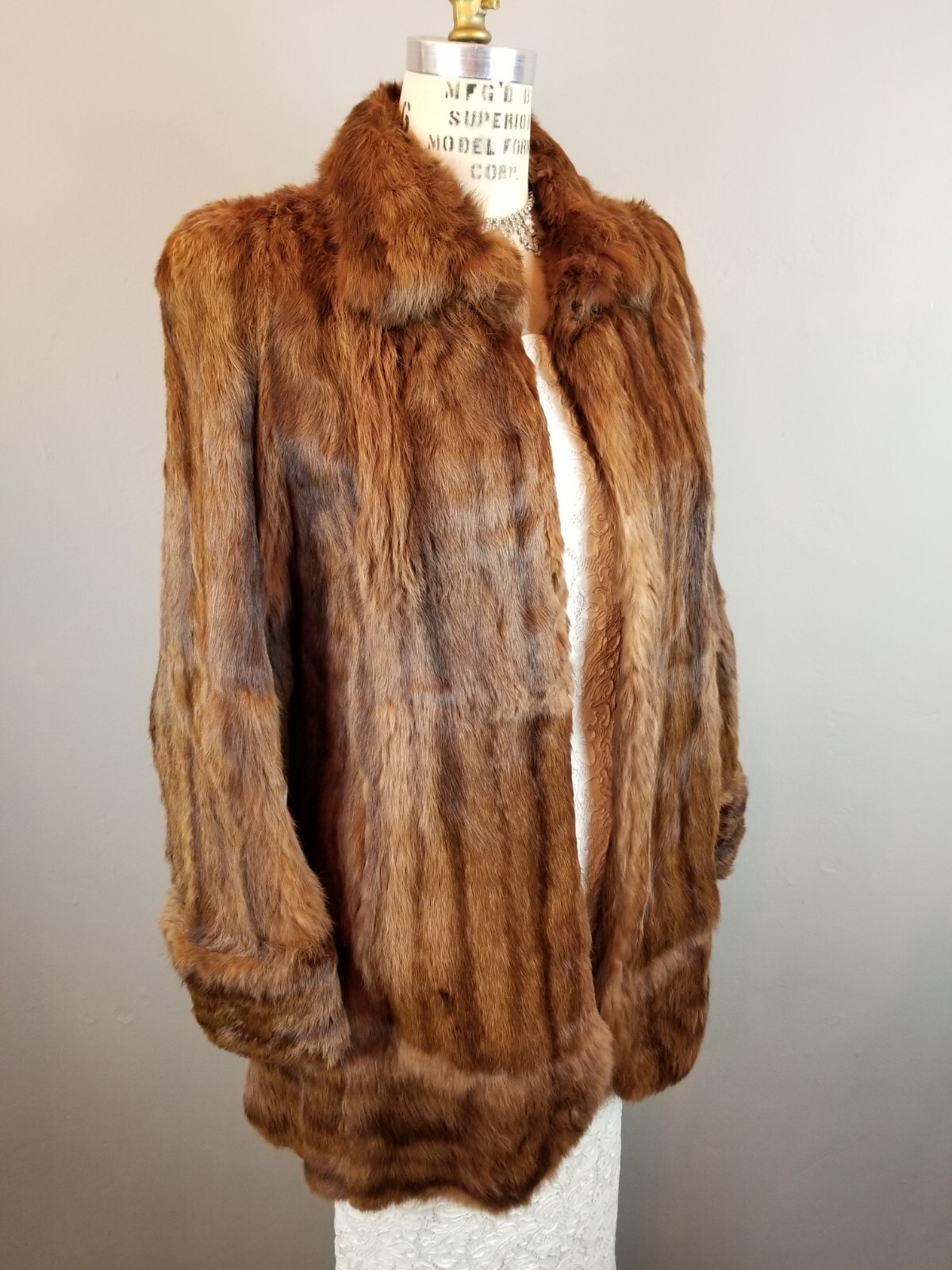 Vintage 1930’s Beautiful Brown Mink Stroller Coat w/Pockets & Embroidered Lining