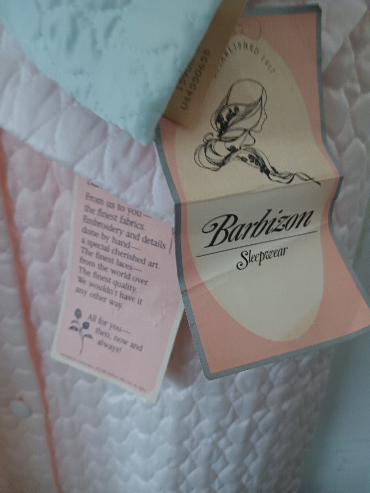 Vtg Barbizon Quilted Nylon Satin Button Front Long Robe-S-Mint Green-NOS W/Tags