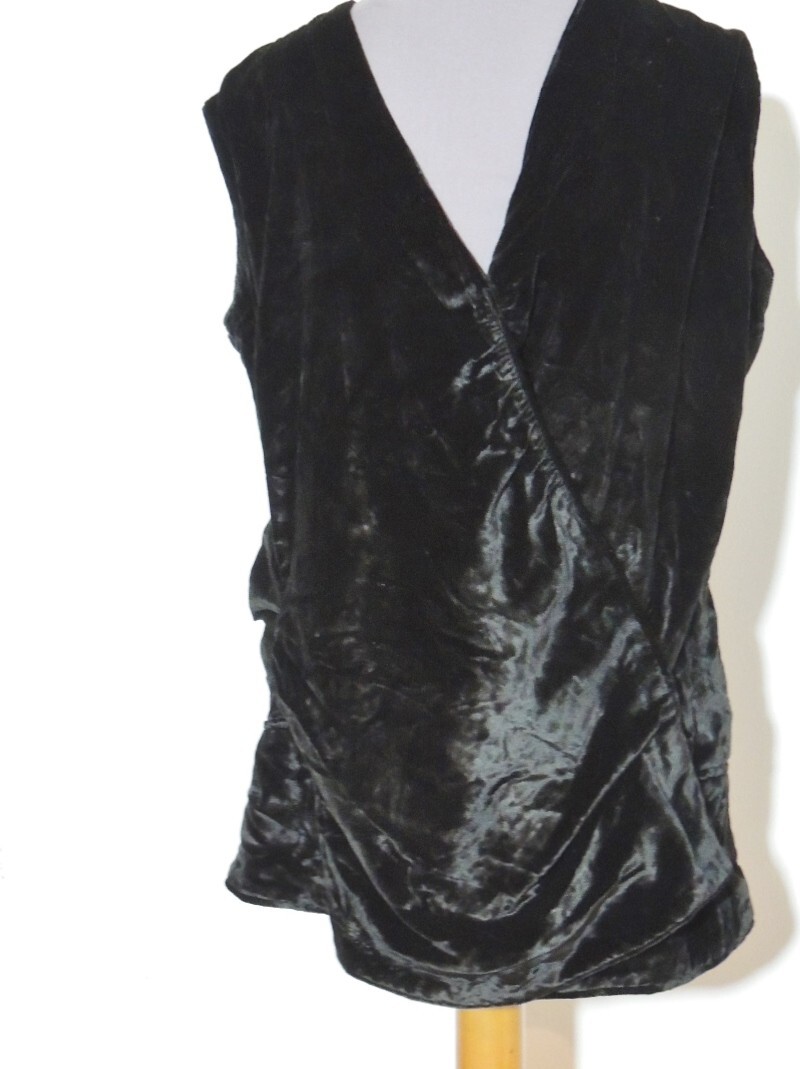 1920’s Black Silk Velvet Shirred Blouse LG – XL B-44/45