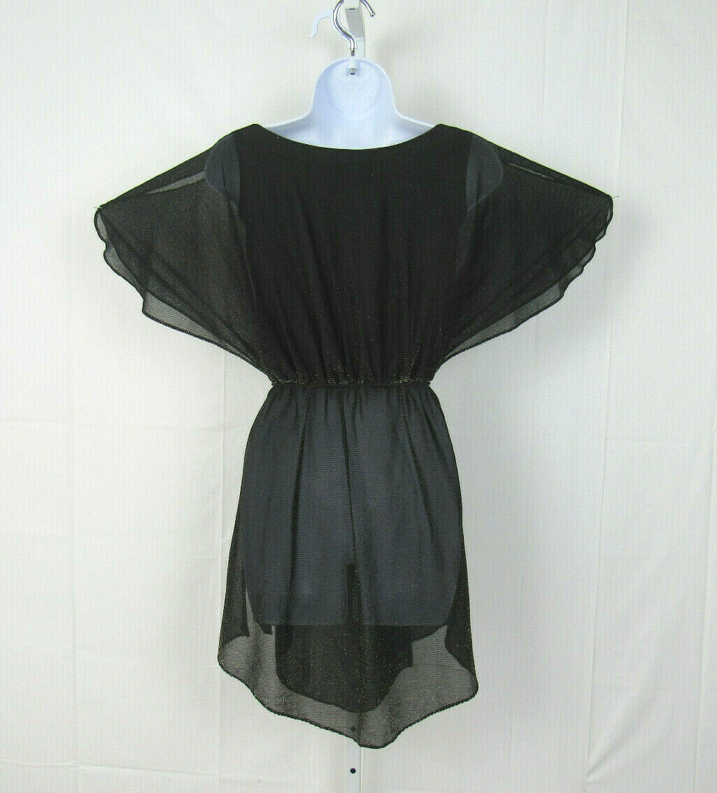 VTG 1960s MARA J JRS OF CALIFORNIA BLACK SPARKLE DRESS / BEACH COVER SPLIT ARMS