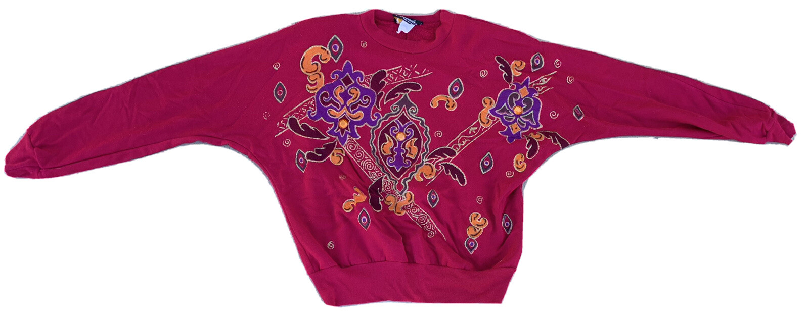 Vintage Silver Threads made in the USA jeweled wearable art sweatshirt size XS