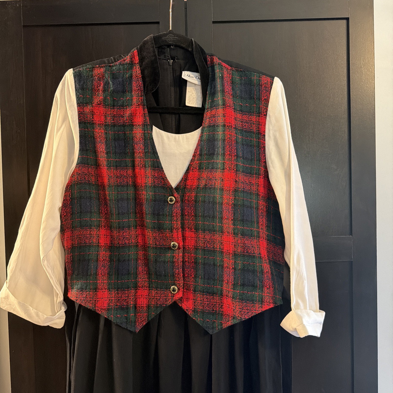 Miss Dorby Vintage Red Plaid And Black Dress Size 16