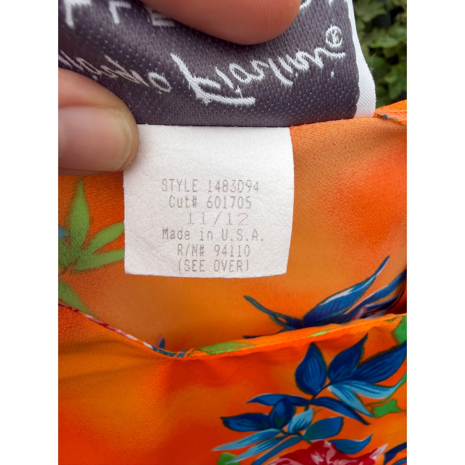 Vintage Y2K Sheath Dress Size 11/12 Orange Tropical Floral Giorgio Fiorlini