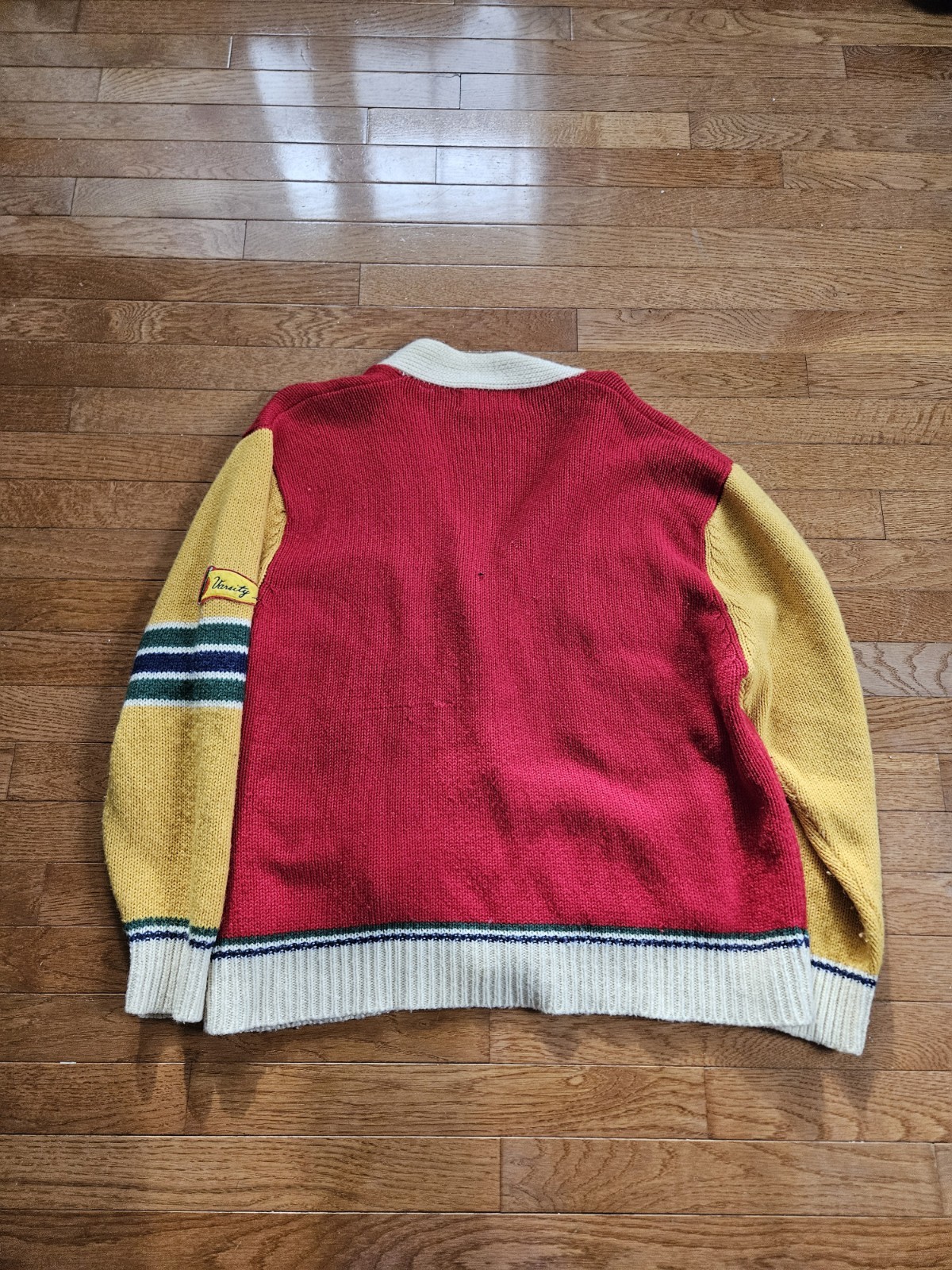 Courtney Rhodes women’s vintage varsity knit baseball cardigan sweater Large