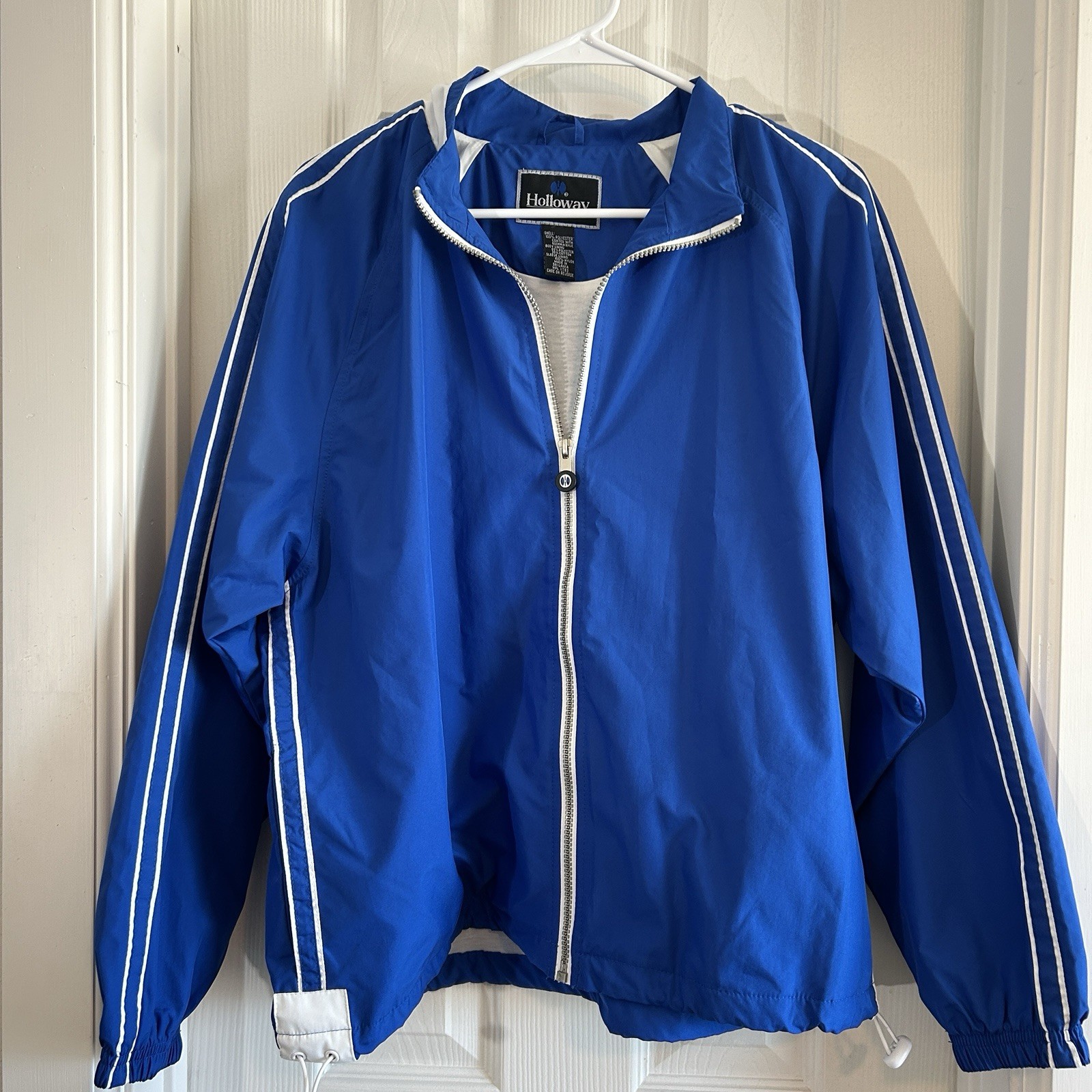 Vintage Holloway Royal Blue White Stripe Windbreaker Athletic Jacket Size L