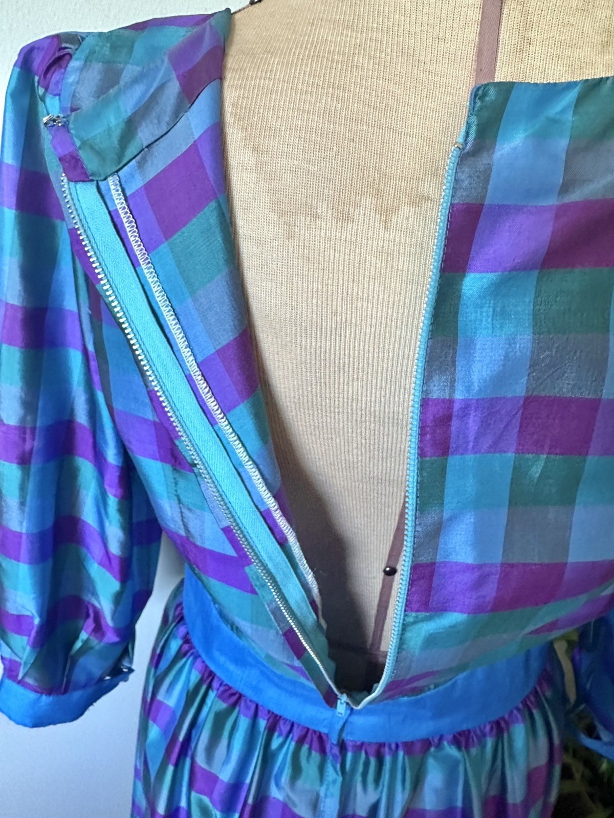 Vintage 60’s Gingham Thai Silk Dress