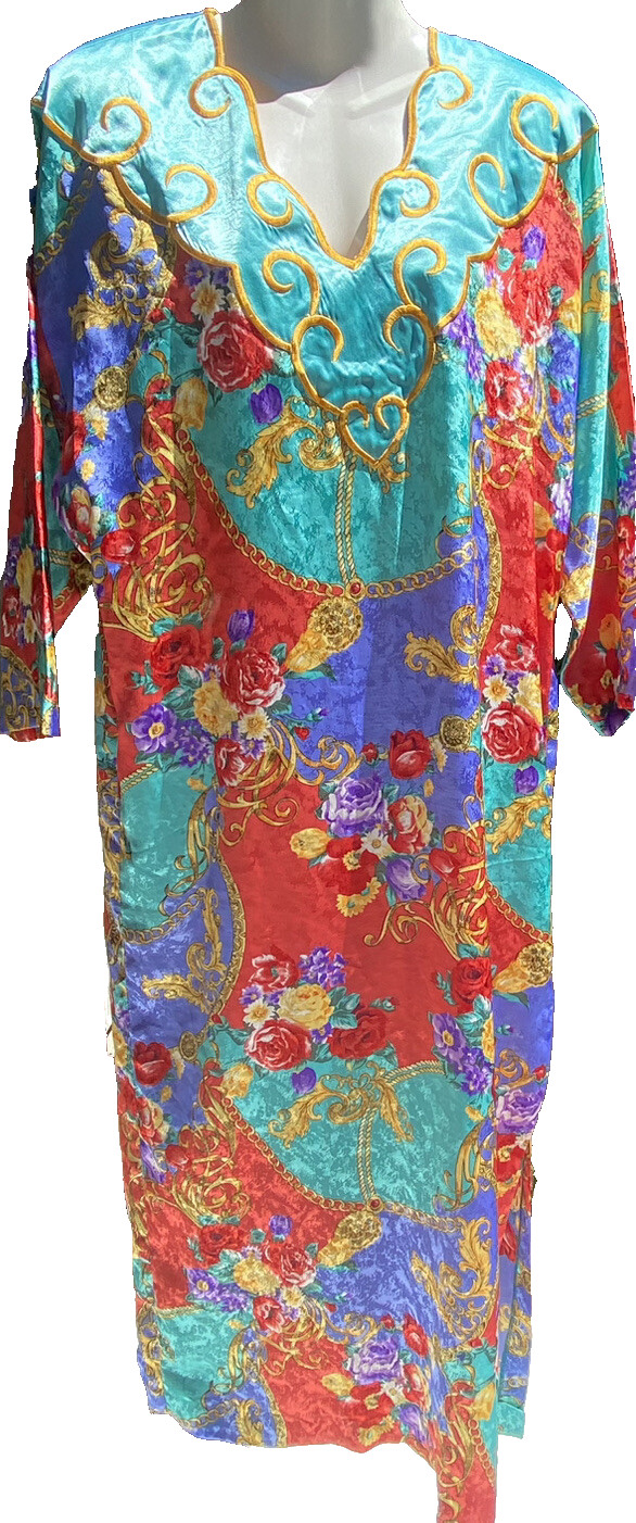 Georgette Trabolsi House Lounge Dress Gown Vtg 80s 90s Womens Small