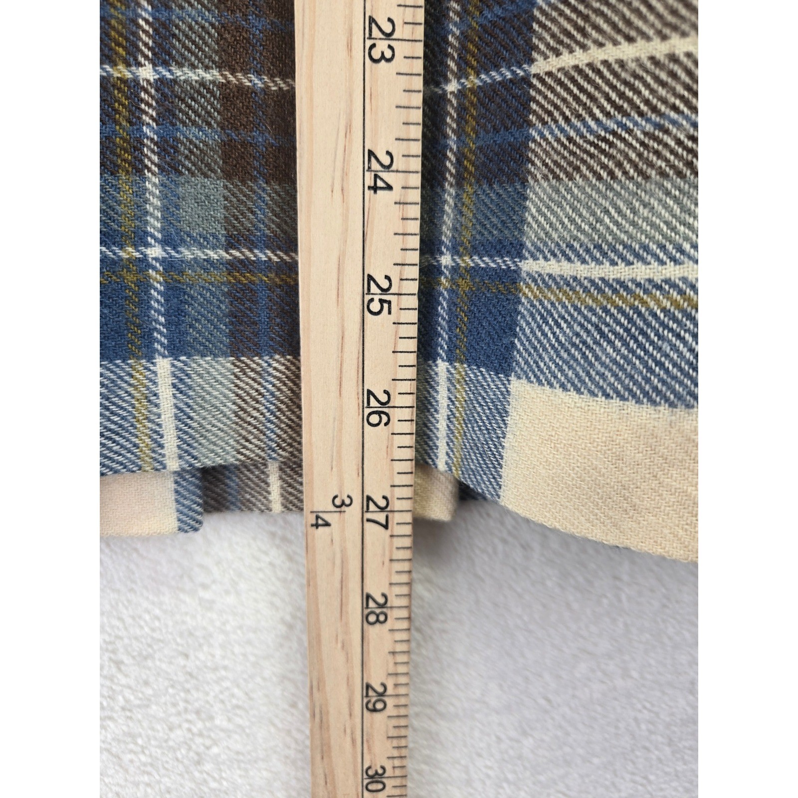 Vintage Pure New Wool Plaid Vest and Kilt Skirt Set Blue Brown Academic Size 12