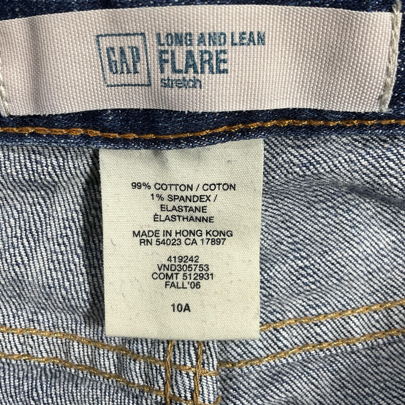Gap Jeans Womens 10A Blue Long And Lean Flare Stretch 30 Waist 32 Inseam Vintage