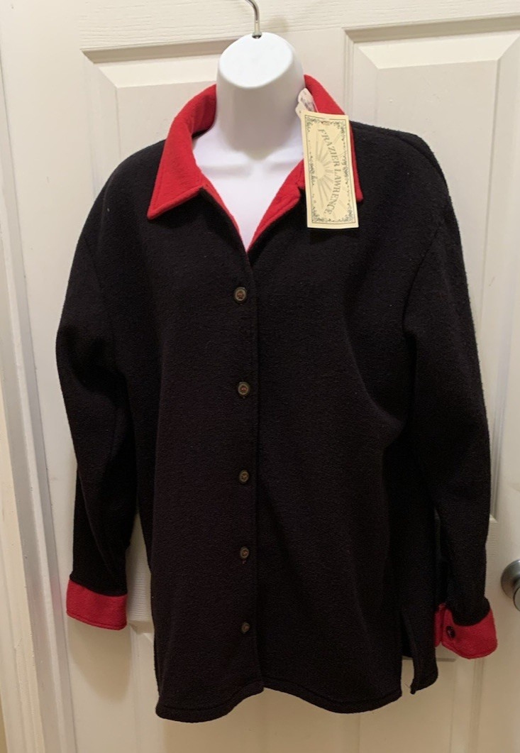 Vintage Womens Warm Black & Red Small Jacket Rockabilly Vibes! Frazier Lawrence