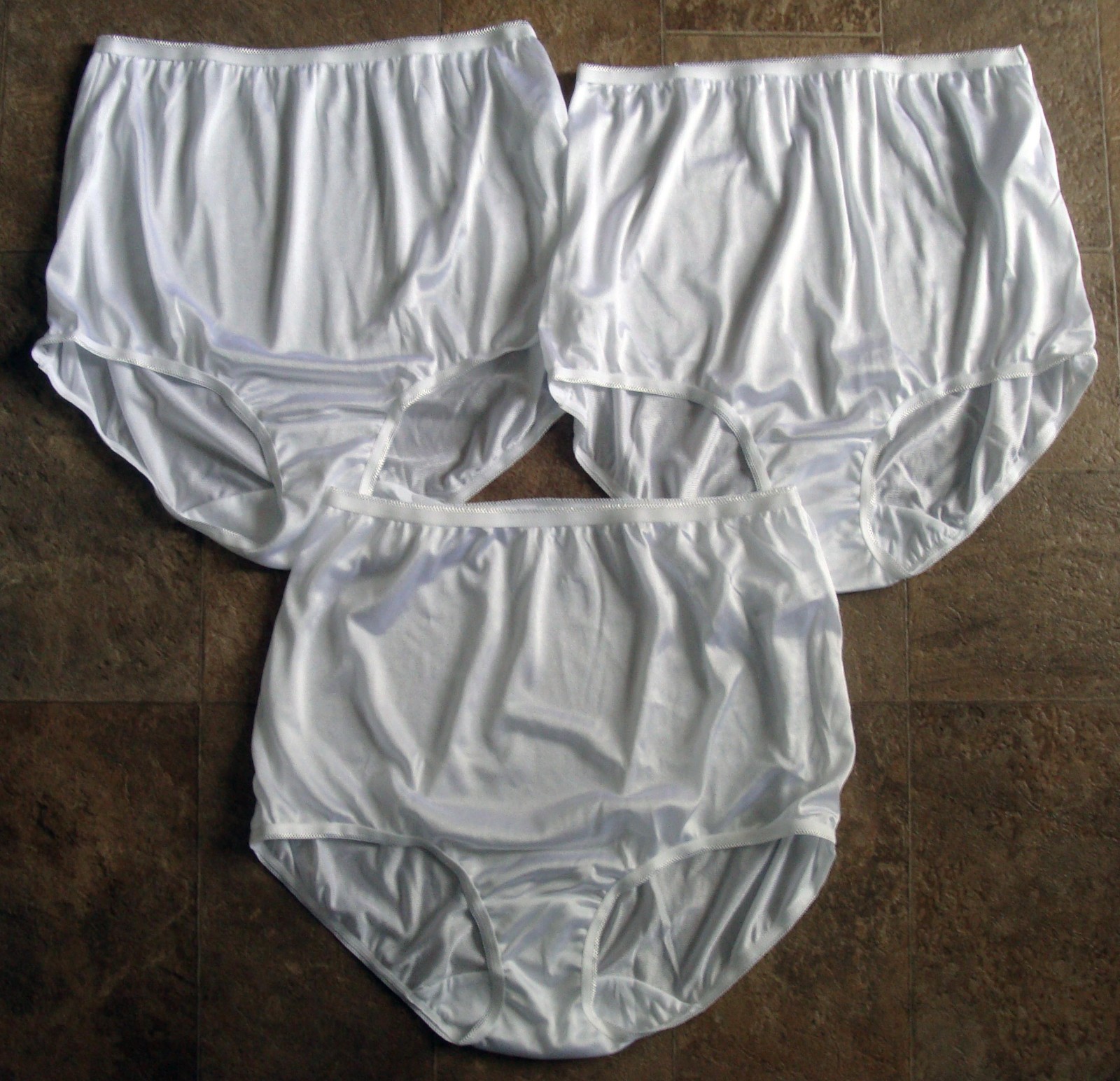 Lot of 3 Underscore 7 L Vintage Shimmery Silky Nylon Brief White