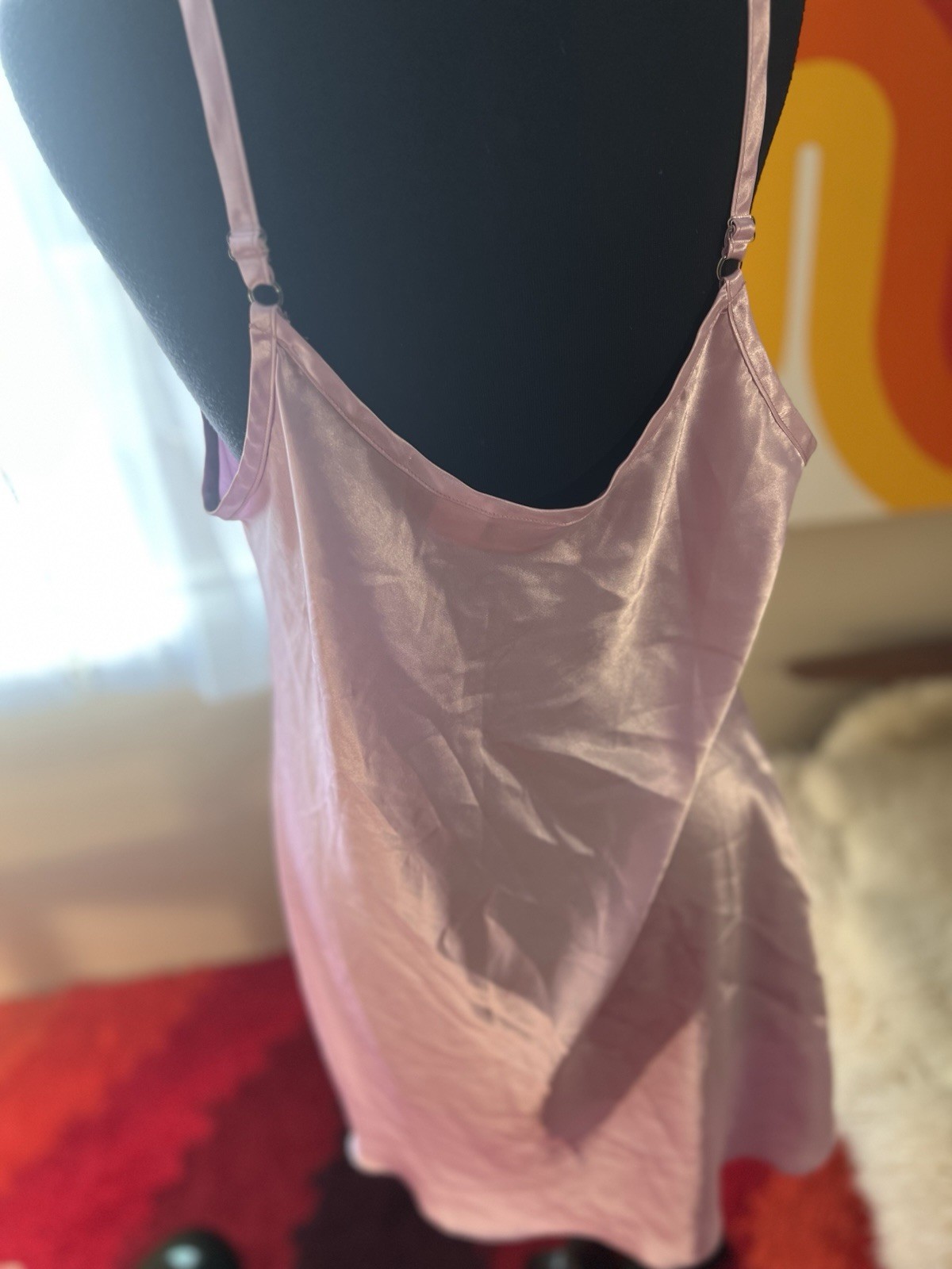 Vtg Gilligan & O’Malley Glossy Satin Nightgown Slip Dress XL Plus Lilac Purple