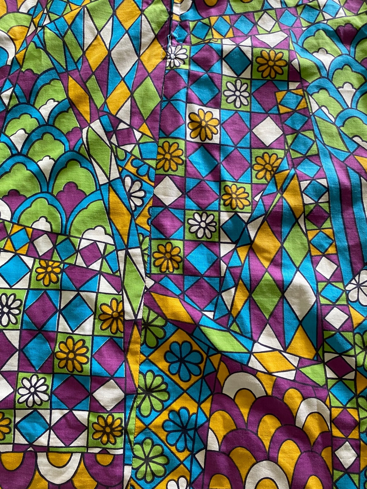 Vintage 60s 70s Mod Dress Psychedelic Groovy Geometric Floral Shift Sundress