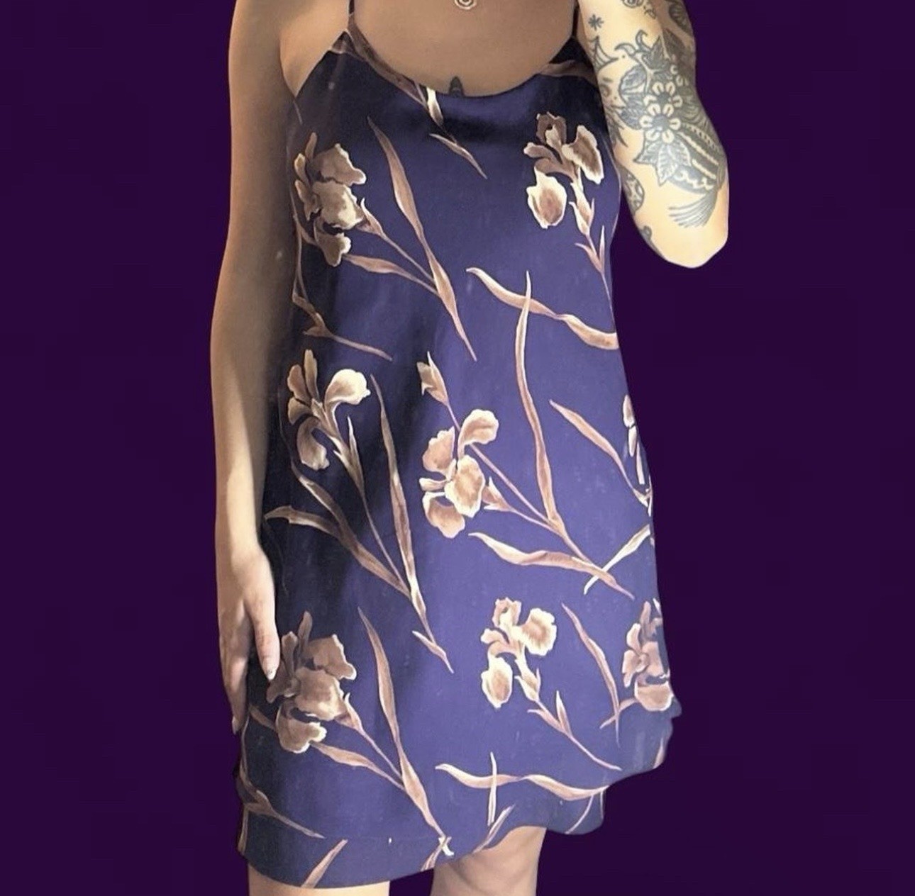 90s Vintage Blondie And Me Purple Satin Floral Dress Size 10