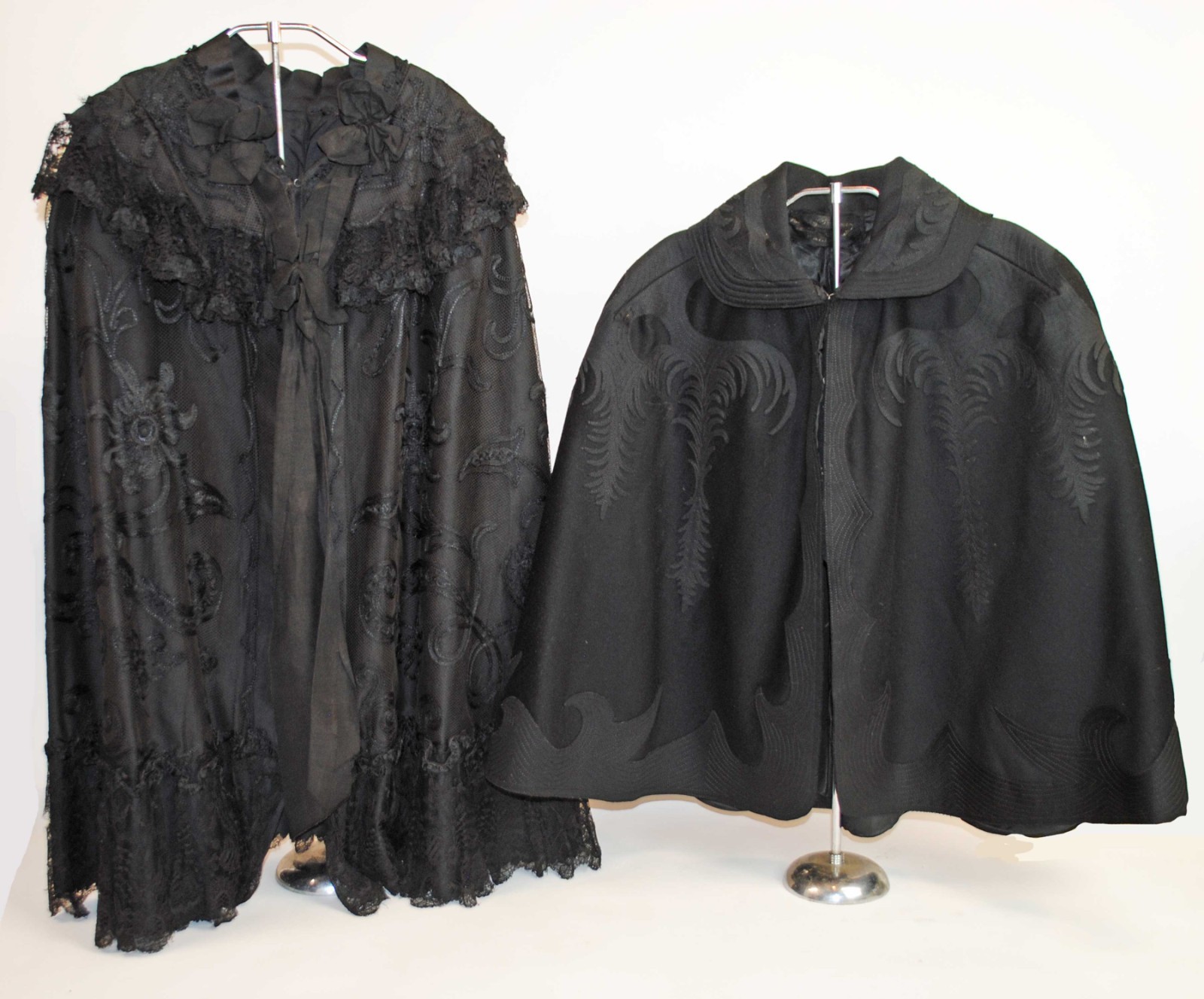 VICTORIAN FRENCH LADIES CAPES WITH PARIS LABEL, LOT OF 2