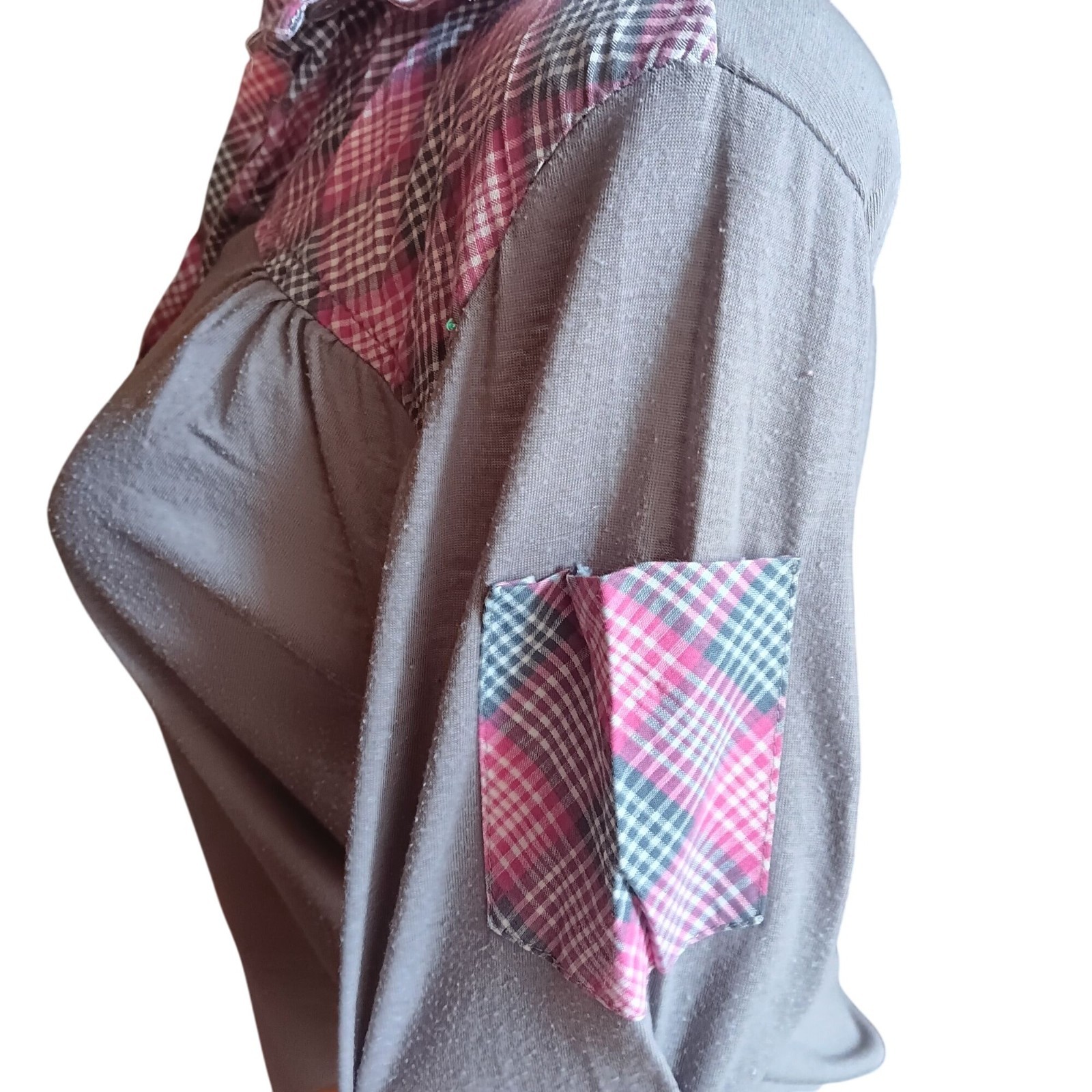 Plaid Patchwork True Vintage Boho Top Small Long-Sleeve Shirt Hippy 1970’s Thin