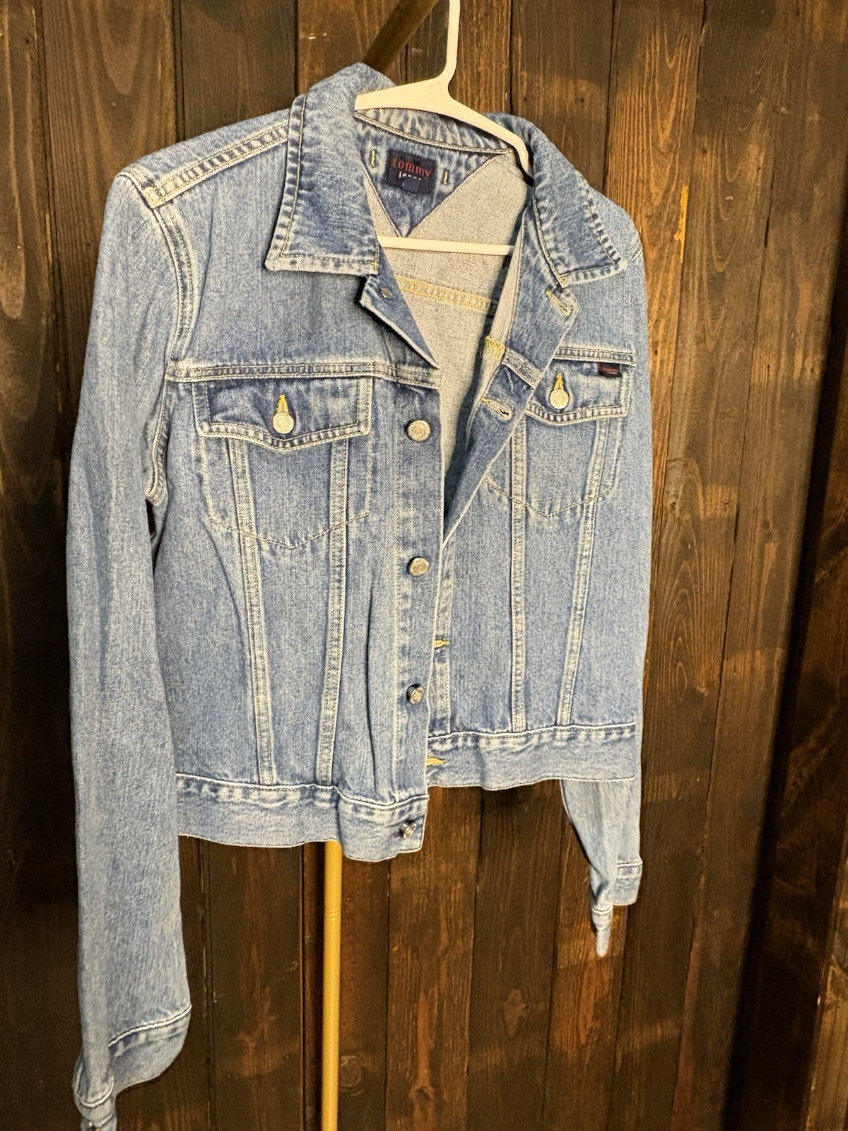 Vintage Tommy Hilfiger Womens Medium Blue Jean Button Up Denim Jacket 2000s