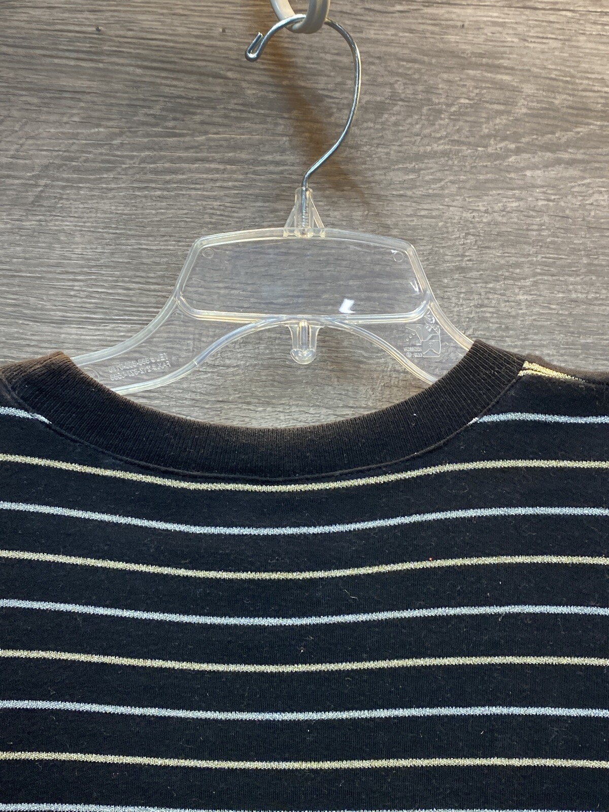 Vintage Molto Fino Cotton Black With Gold And Silver Stripes Women’s Shirt Sz S