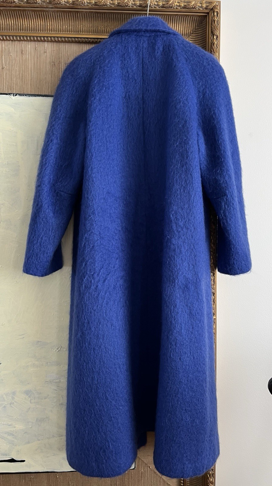 Loring Vintage 90% Mohair Wool Royal Blue Long Coat 14 XL Classic Union Made USA