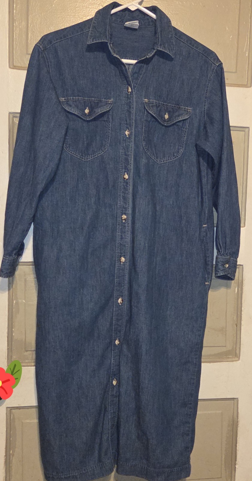Vintage 70s Osh Kosh Blue Denim/100% Cotton Dress Women’s Size 12 Made In USA