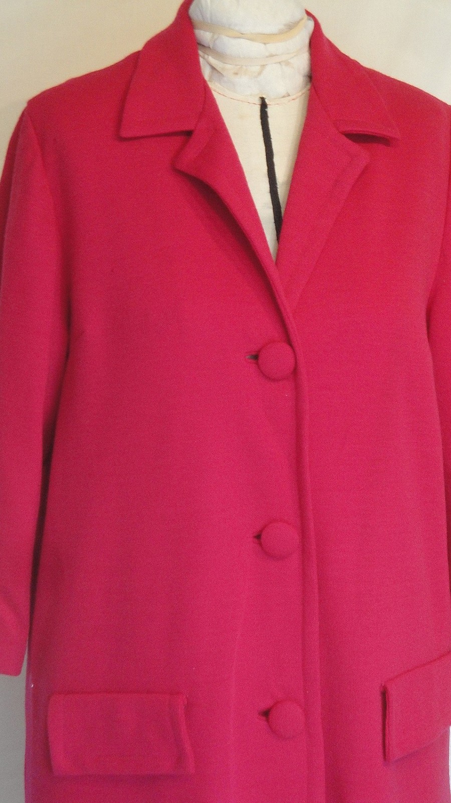 Vintage Magenta Unstructured Wool Knit Coat B44
