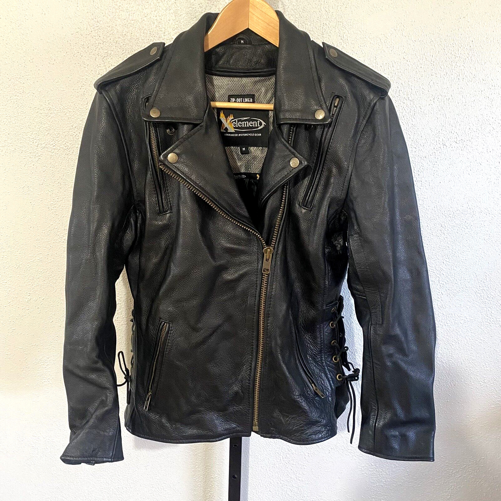 Vintage X Element Women’s Black Leather Motorcycle Jacket Size M Insulated