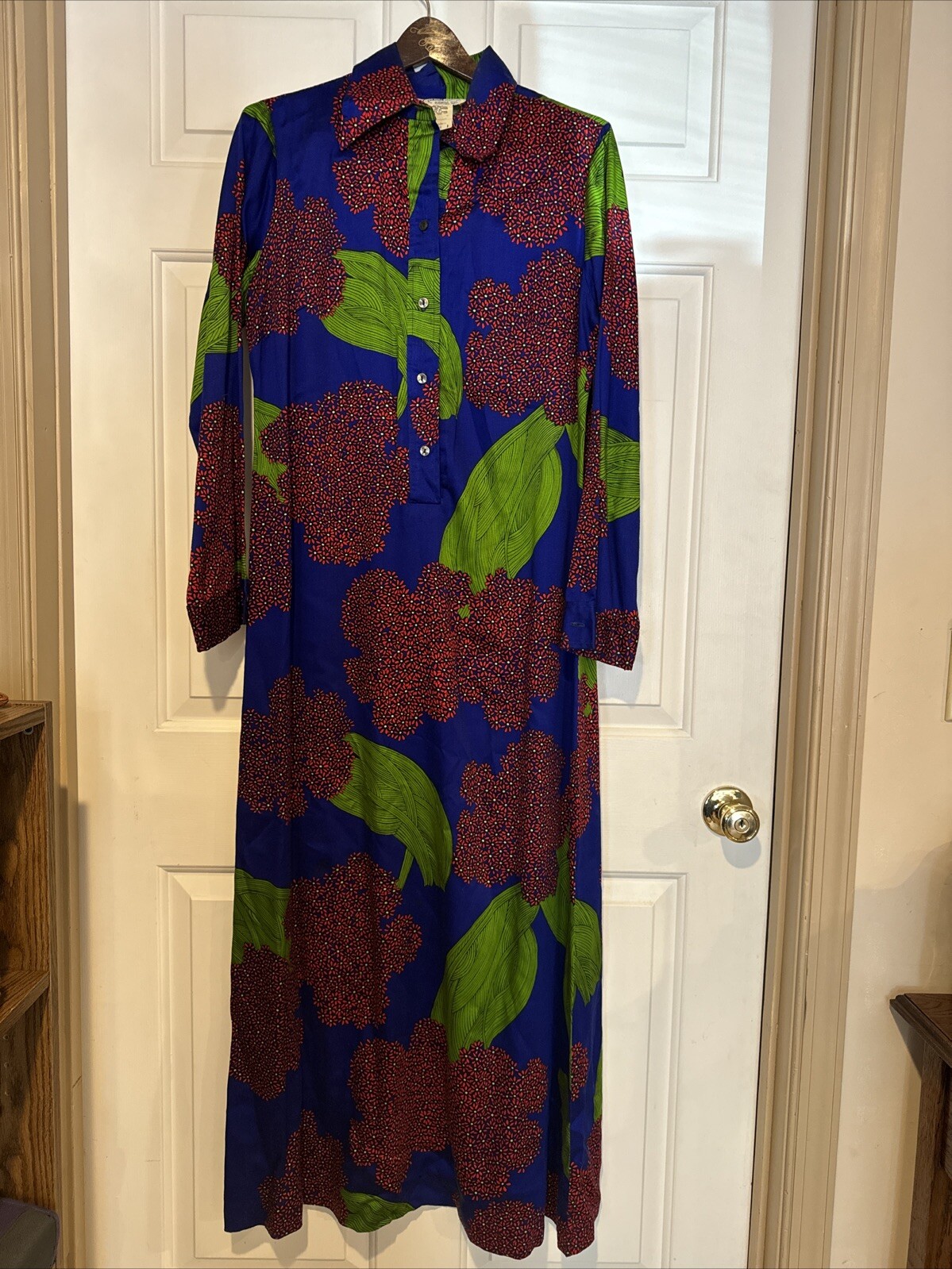 VTG Casual Ceire Blue Floral Print Dress By Hawaii Nei Honolulu Reef Towers 16
