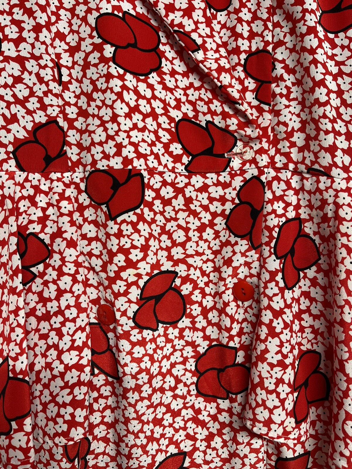 Vtg 80’s Paquette Too Dress Floral Color Red Size 8