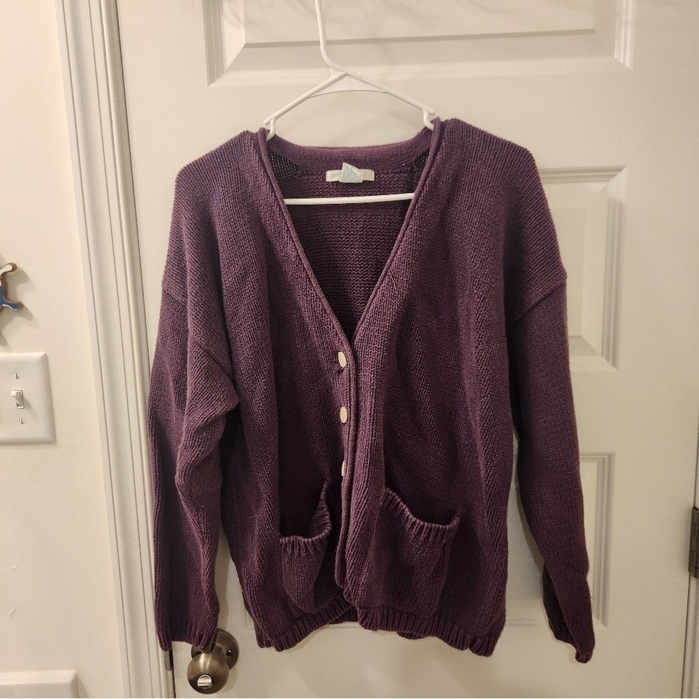 Vtg Jamie Scott Purple Button Down Cardigan Size S READ #Q373