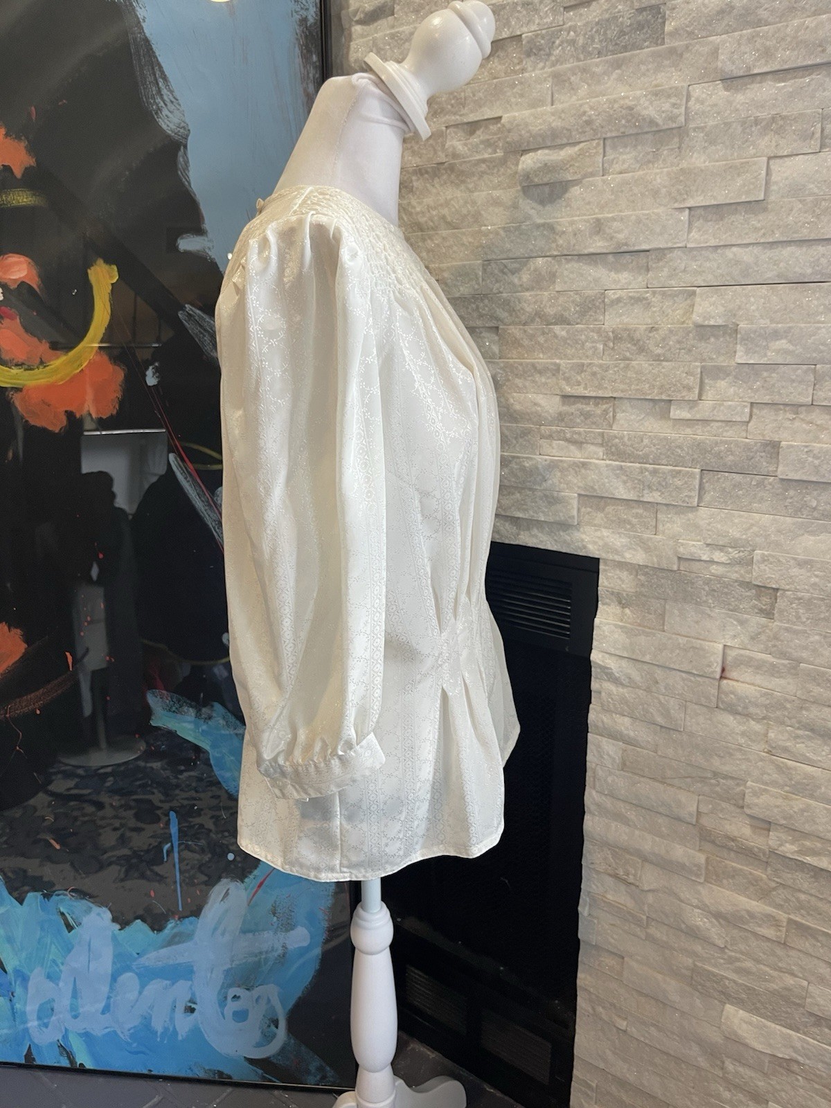 VTG 80s Nilani NWT Victorian Style White Blouse Shirt Top Back Buttons 9/10