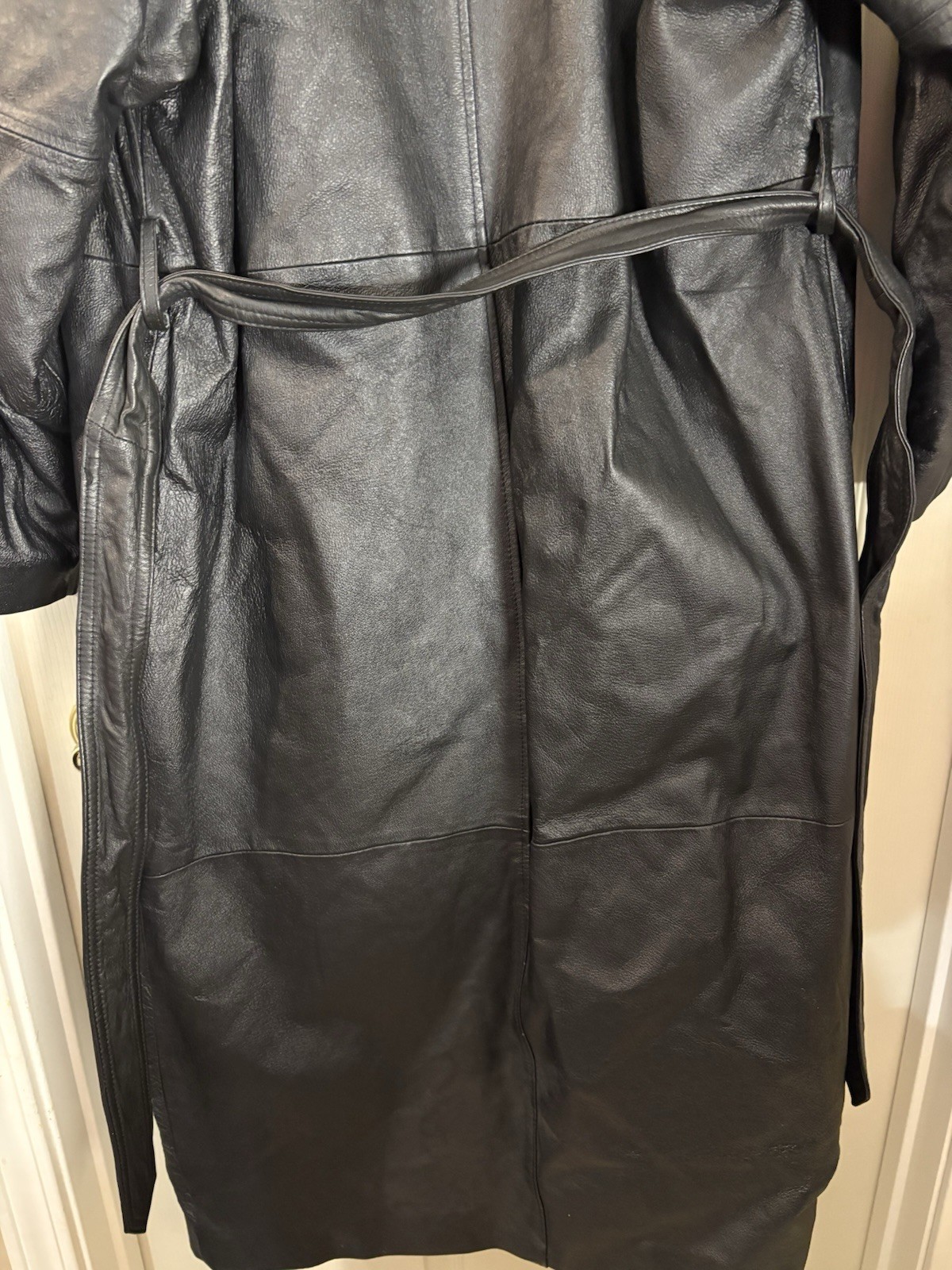 Pelle New York Milano black leather maxi coat with Fur Trim
