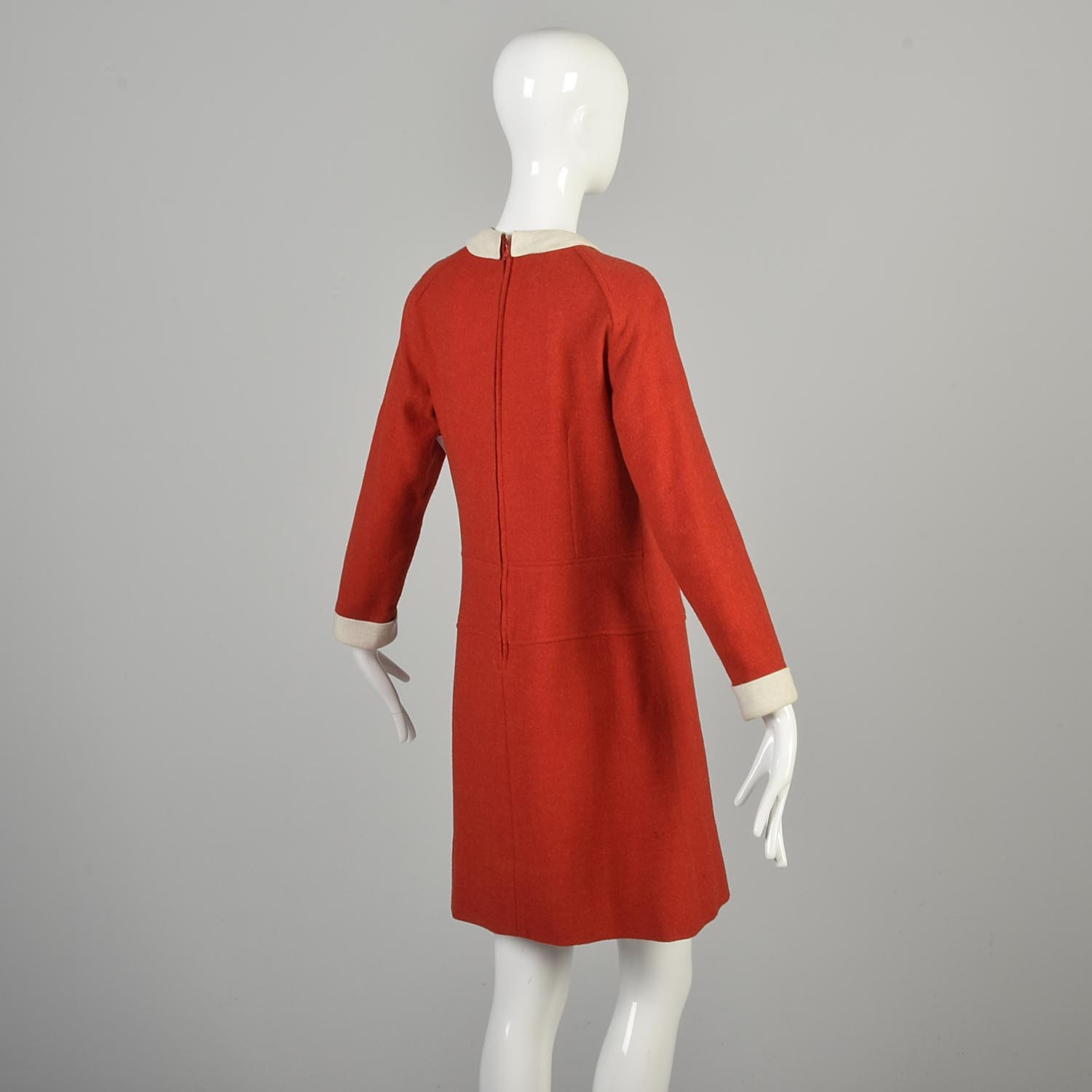 Medium 1960s Mini Dress Red Wool Mod Shift Dress Orphan Annie Mini Dress
