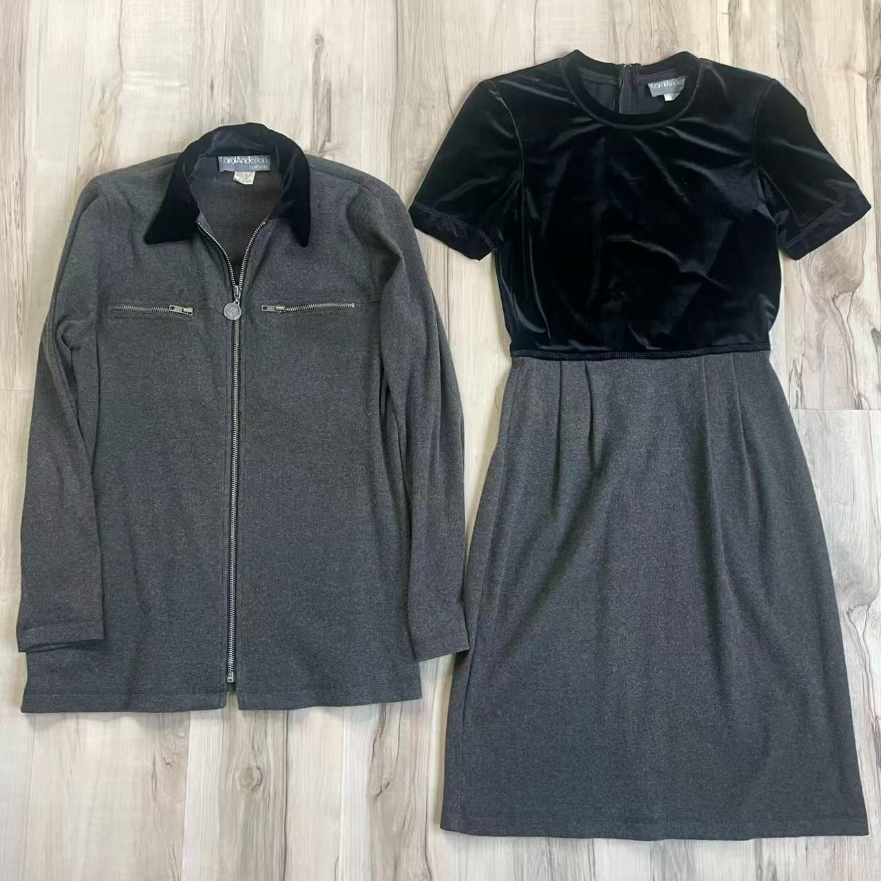 Vintage Carol Anderson California 90s Minimalist Jacket & Skirt Set Lycra Size 4